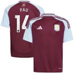 aston villa adidas home shirt 2024-25 – kids with pau 14 printing Collection | Official Aston Villa Jerseys for Fans