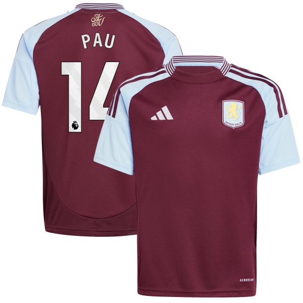 aston villa adidas home shirt 2024-25 – kids with pau 14 printing Collection | Official Aston Villa Jerseys for Fans
