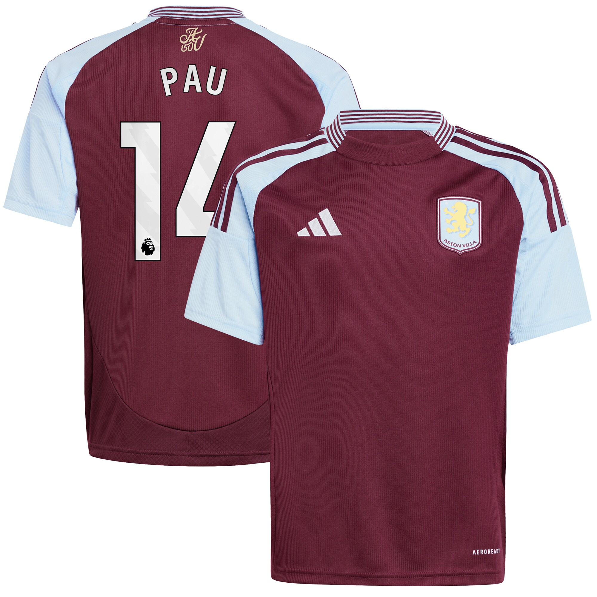 aston villa adidas home shirt 2024-25 – kids with pau 14 printing Collection | Official Aston Villa Jerseys for Fans