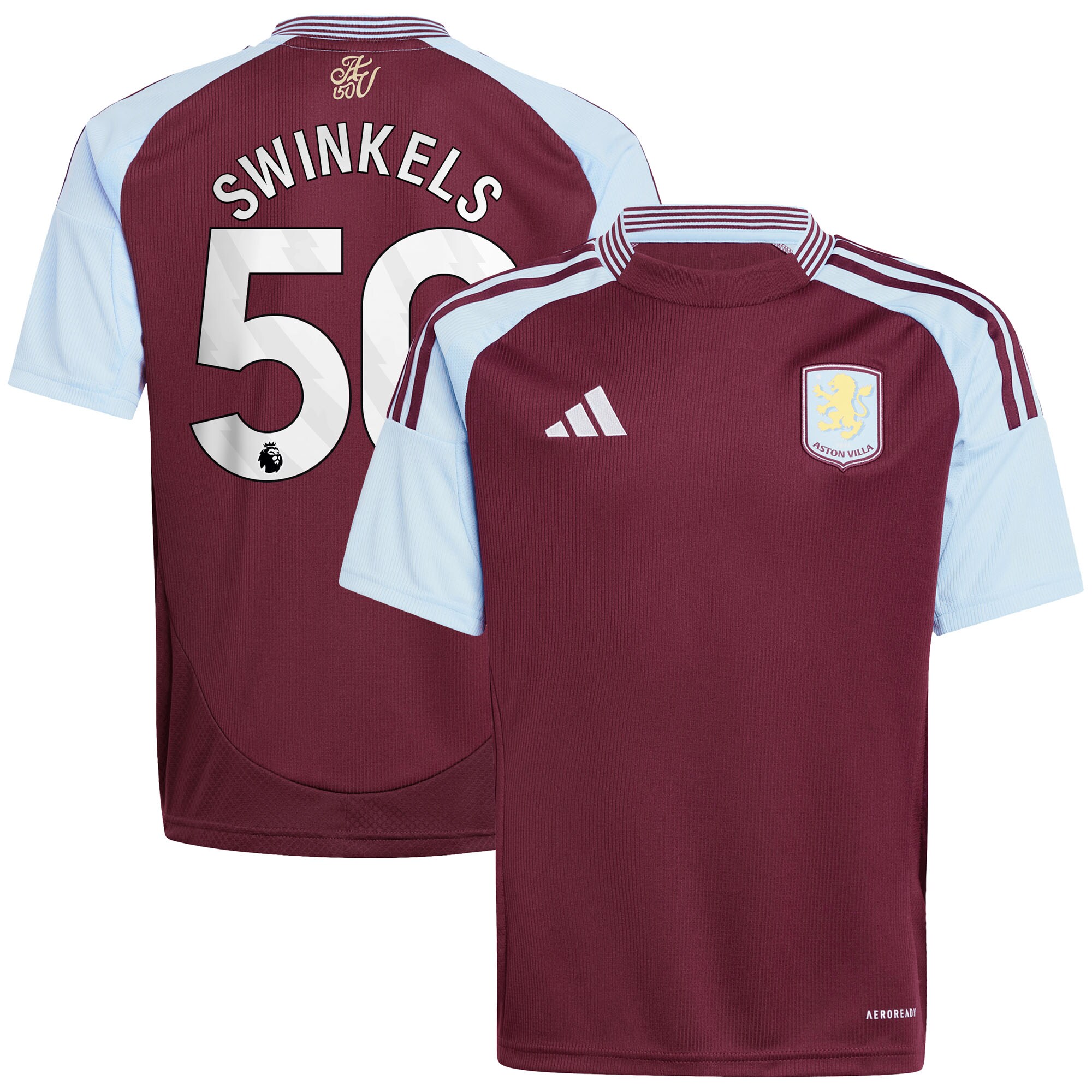 aston villa adidas home shirt 2024-25 – kids with swinkels 50 printing Collection | Official Aston Villa Jerseys for Fans