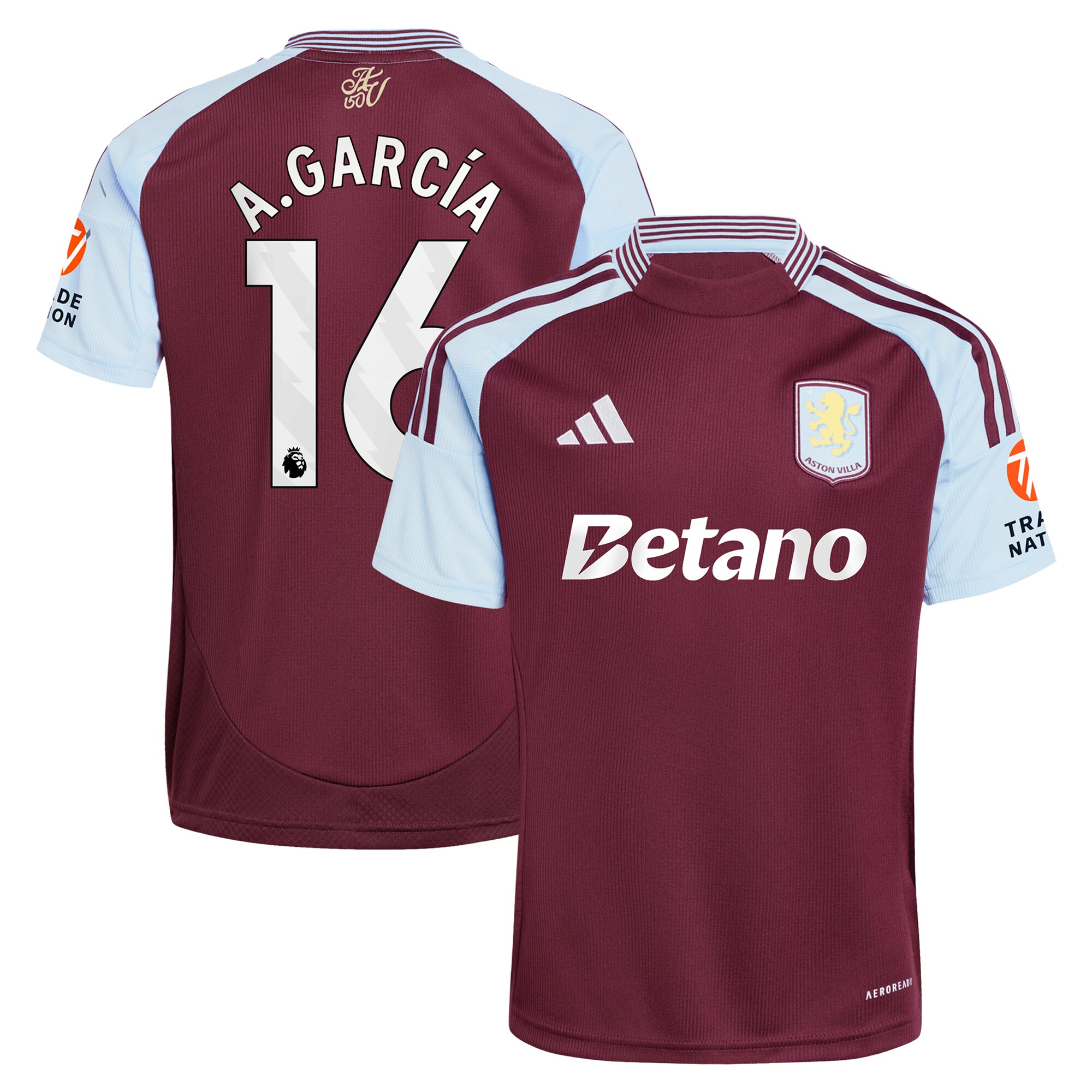 aston villa adidas home shirt 2024-25 with a.garcía 16 printing Collection | Official Aston Villa Jerseys for Fans