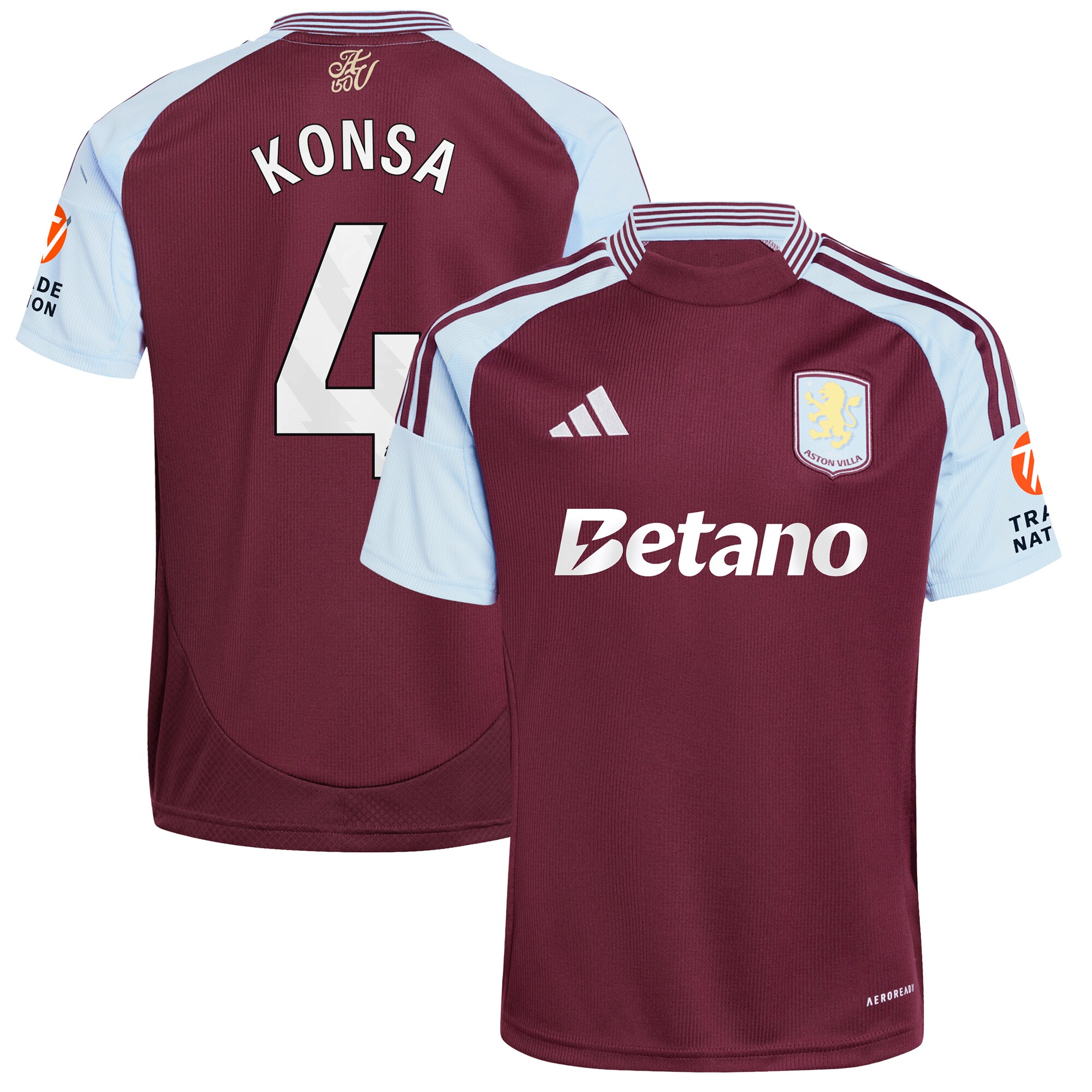 aston villa adidas home shirt 2024-25 with konsa 4 printing Collection | Official Aston Villa Jerseys for Fans