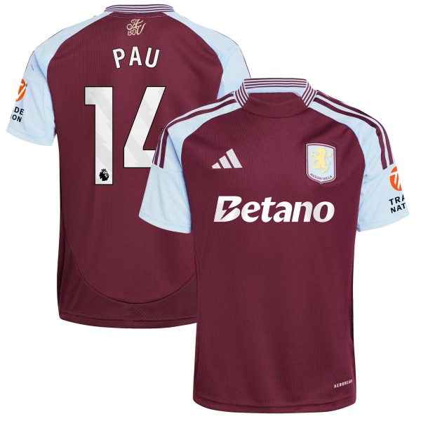 aston villa adidas home shirt 2024-25 with pau 14 printing Collection | Official Aston Villa Jerseys for Fans