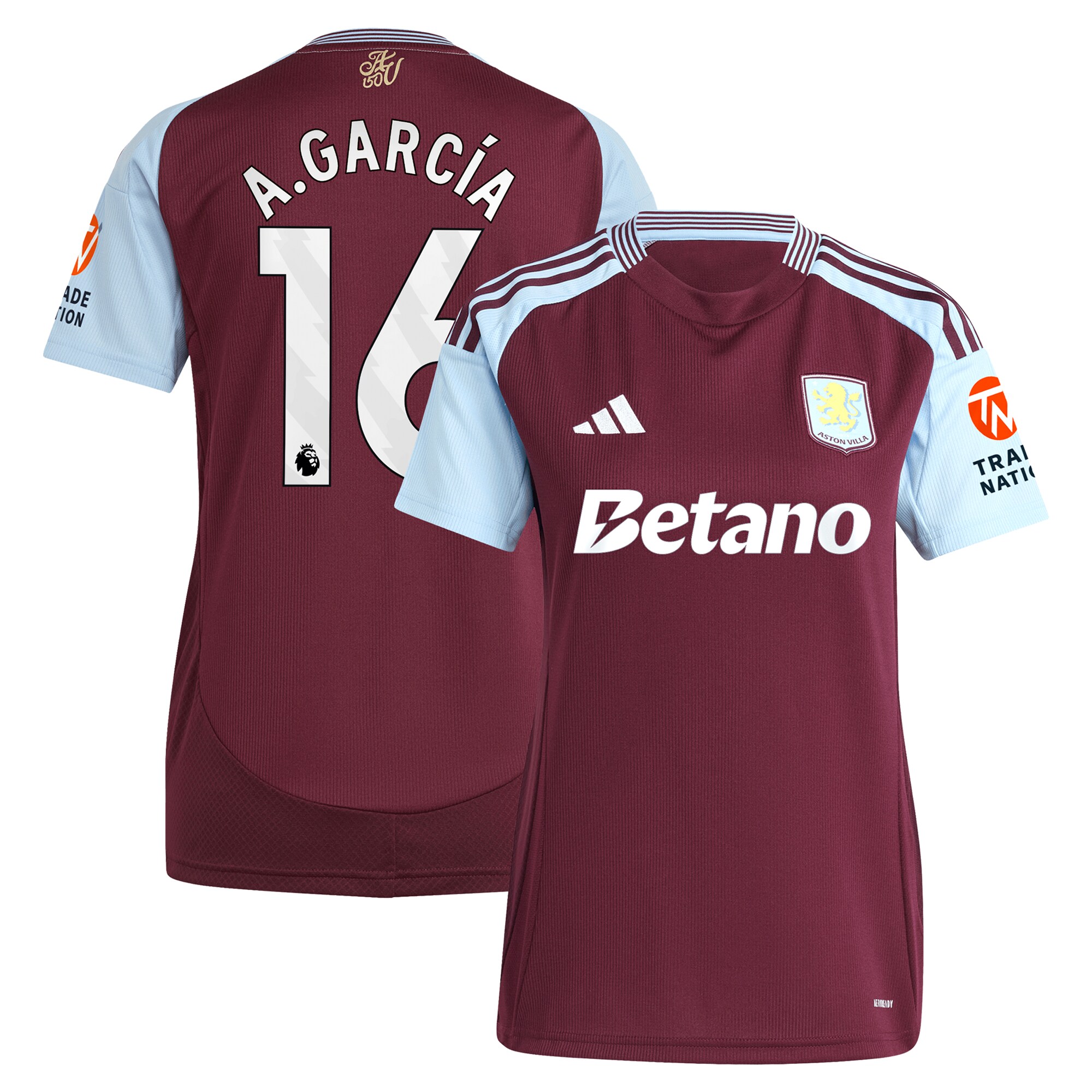 aston villa adidas home shirt 2024-25 – womens with a.garcía 16 printing Collection | Official Aston Villa Jerseys for Fans