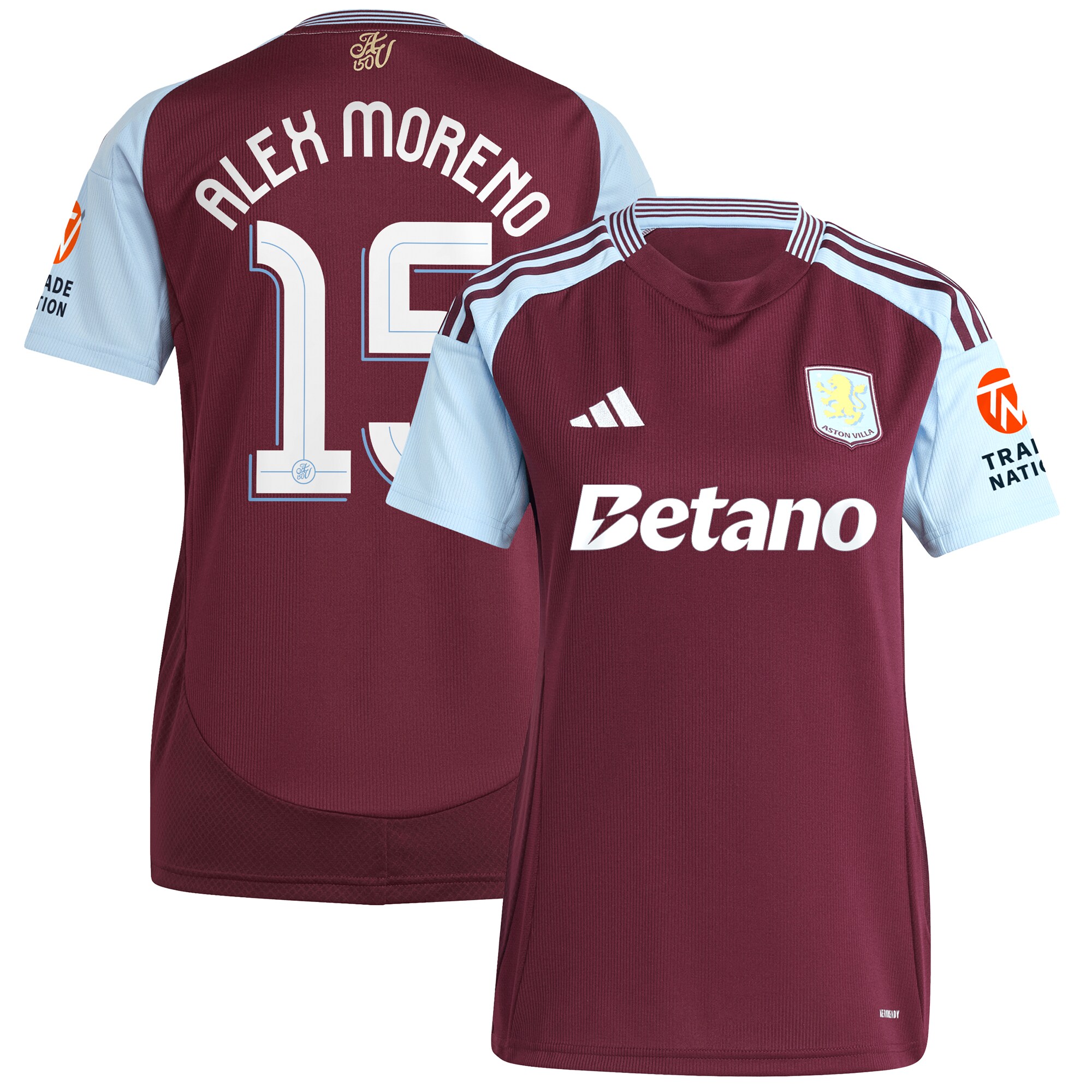 aston villa adidas home shirt 2024-25 – womens with alex moreno 15 cup printing Collection | Official Aston Villa Jerseys for Fans