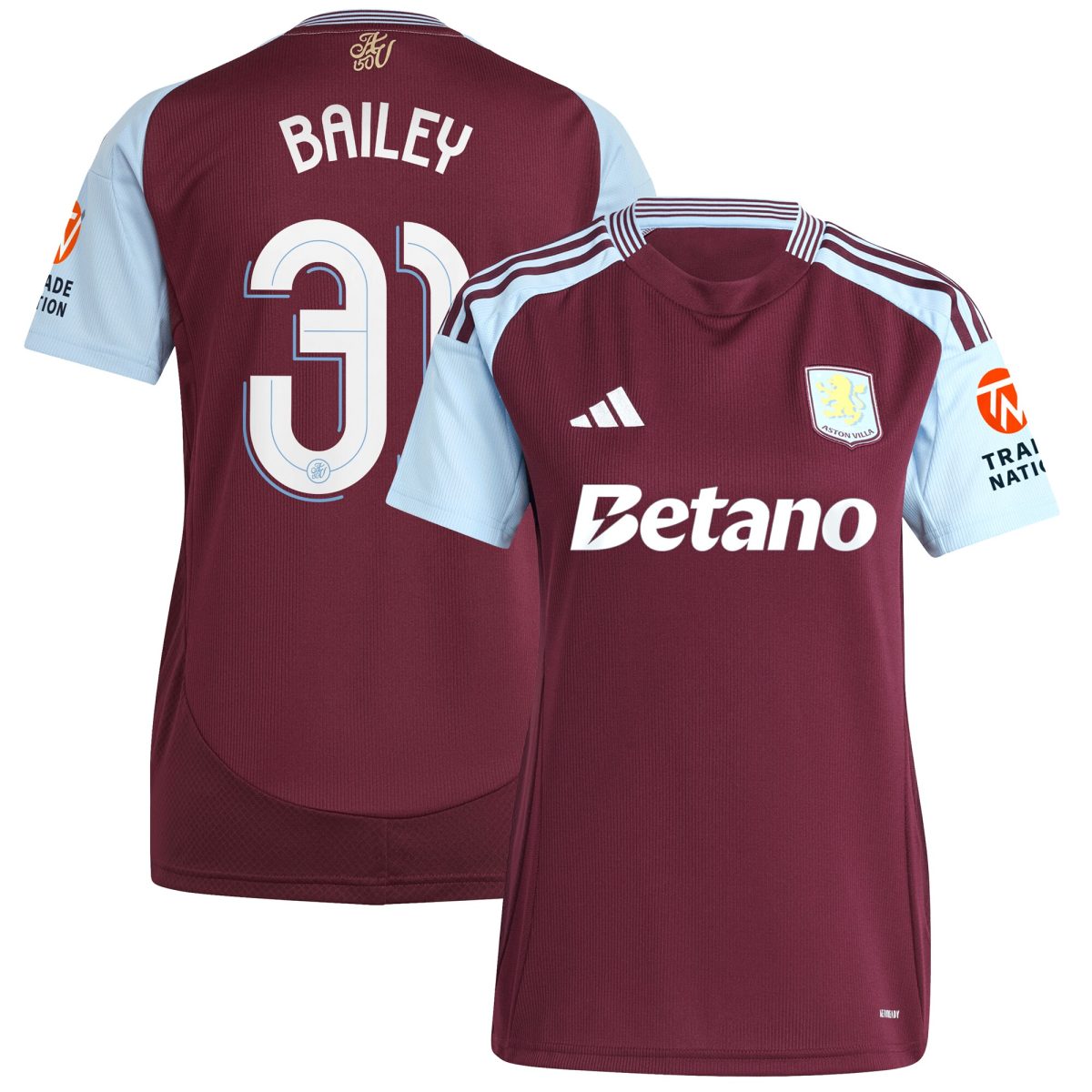 aston villa adidas home shirt 2024-25 – womens with bailey 31 cup printing Collection | Official Aston Villa Jerseys for Fans
