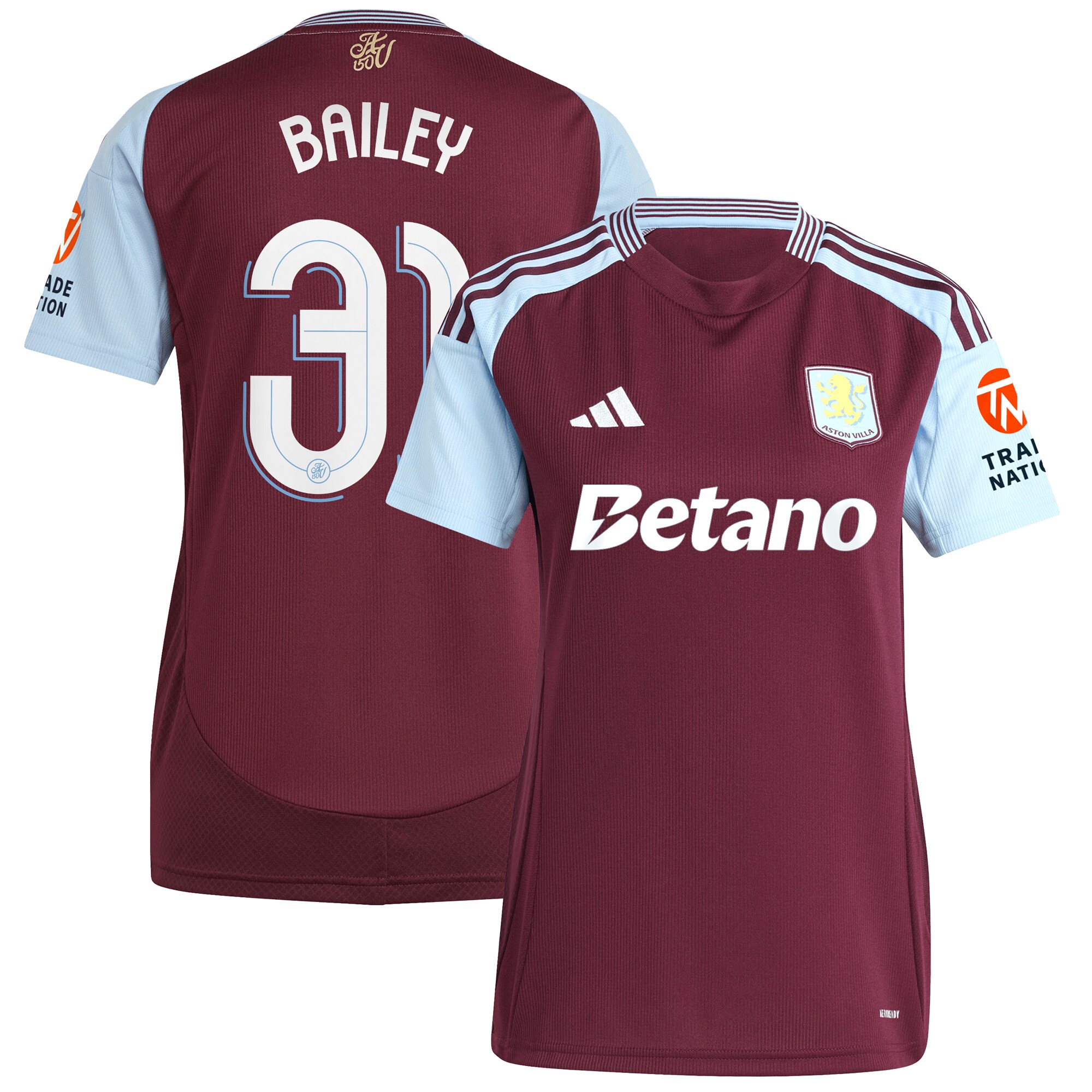 aston villa adidas home shirt 2024-25 – womens with bailey 31 cup printing Collection | Official Aston Villa Jerseys for Fans