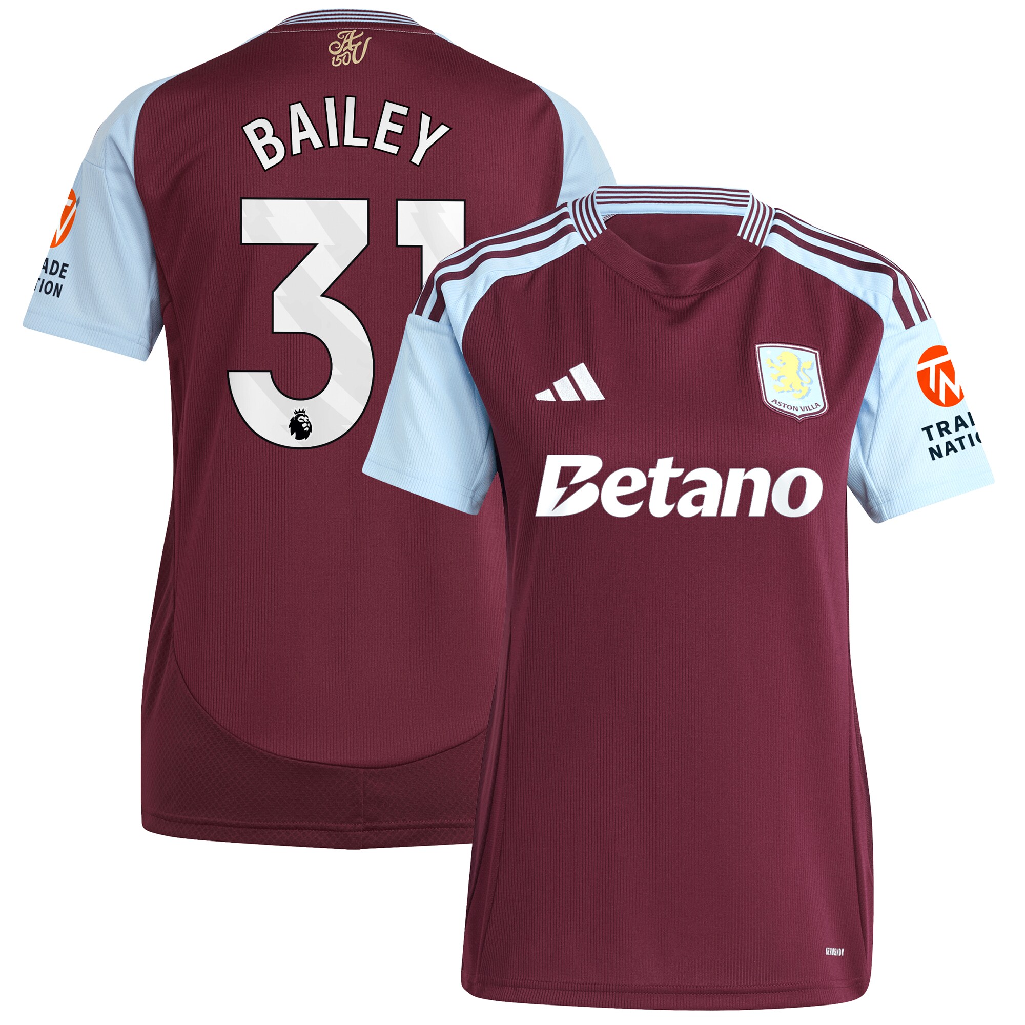 aston villa adidas home shirt 2024-25 – womens with bailey 31 printing Collection | Official Aston Villa Jerseys for Fans