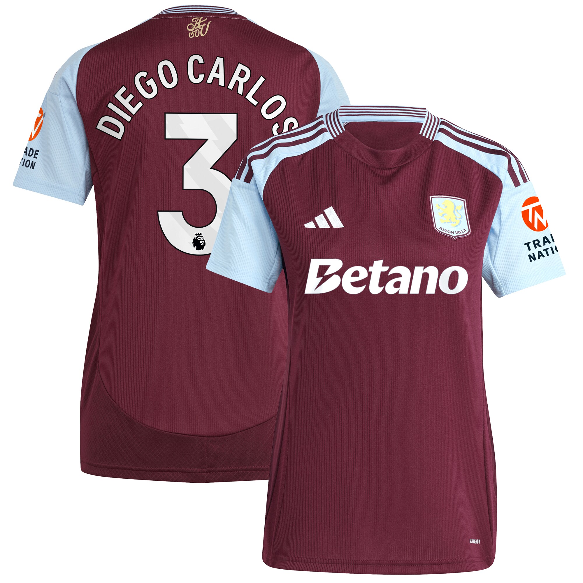 aston villa adidas home shirt 2024-25 – womens with diego carlos 3 printing Collection | Official Aston Villa Jerseys for Fans