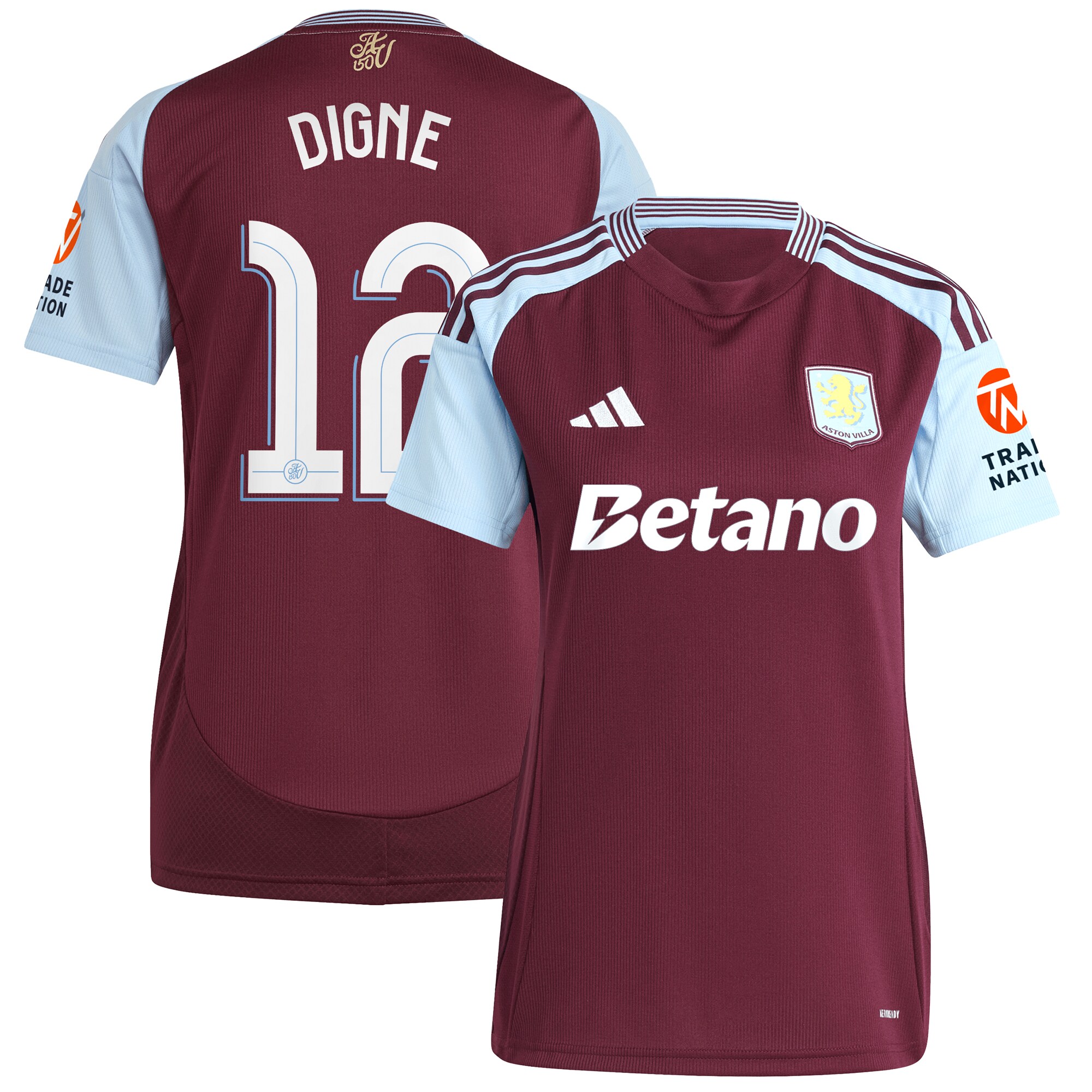 aston villa adidas home shirt 2024-25 – womens with digne 12 cup printing Collection | Official Aston Villa Jerseys for Fans