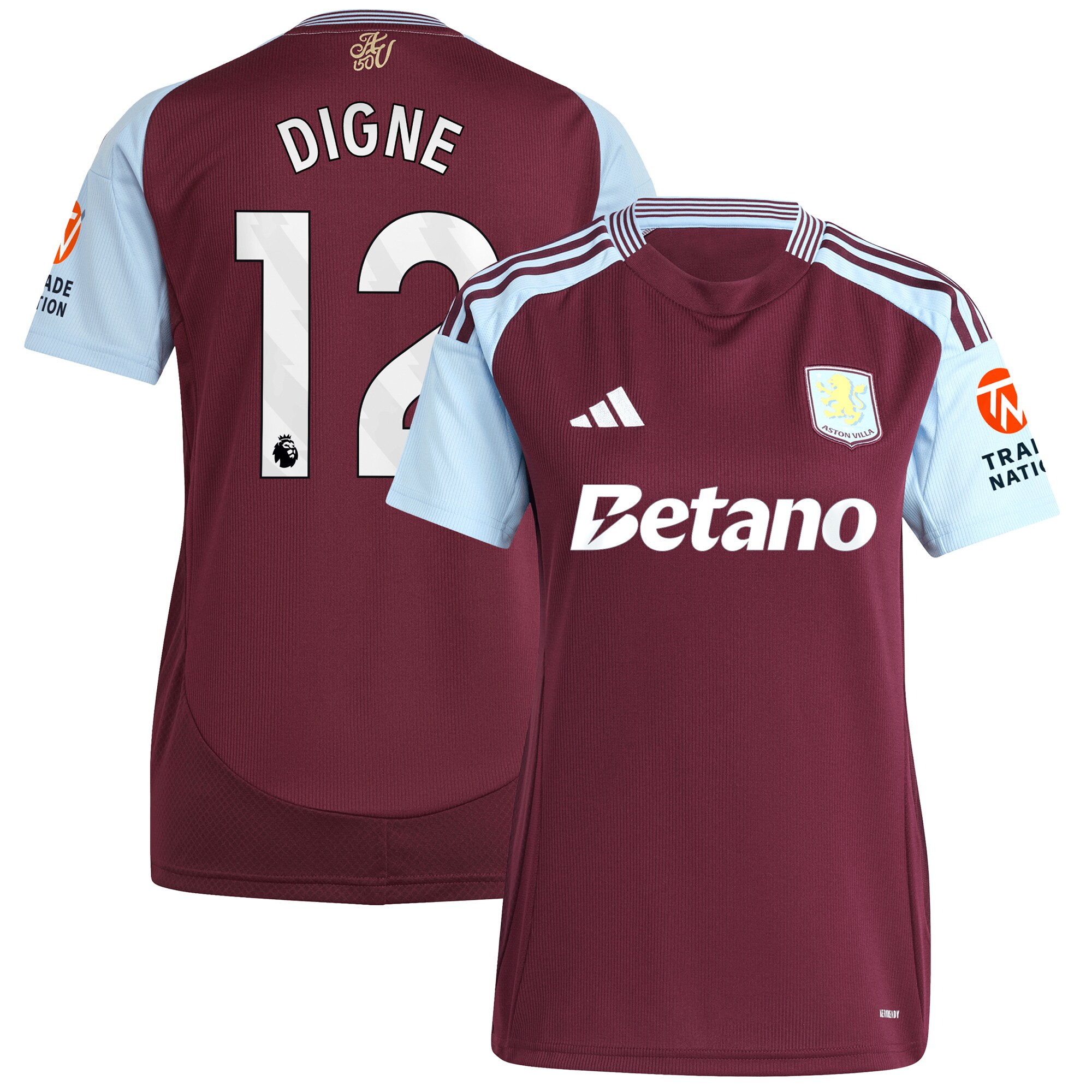 aston villa adidas home shirt 2024-25 – womens with digne 12 printing Collection | Official Aston Villa Jerseys for Fans