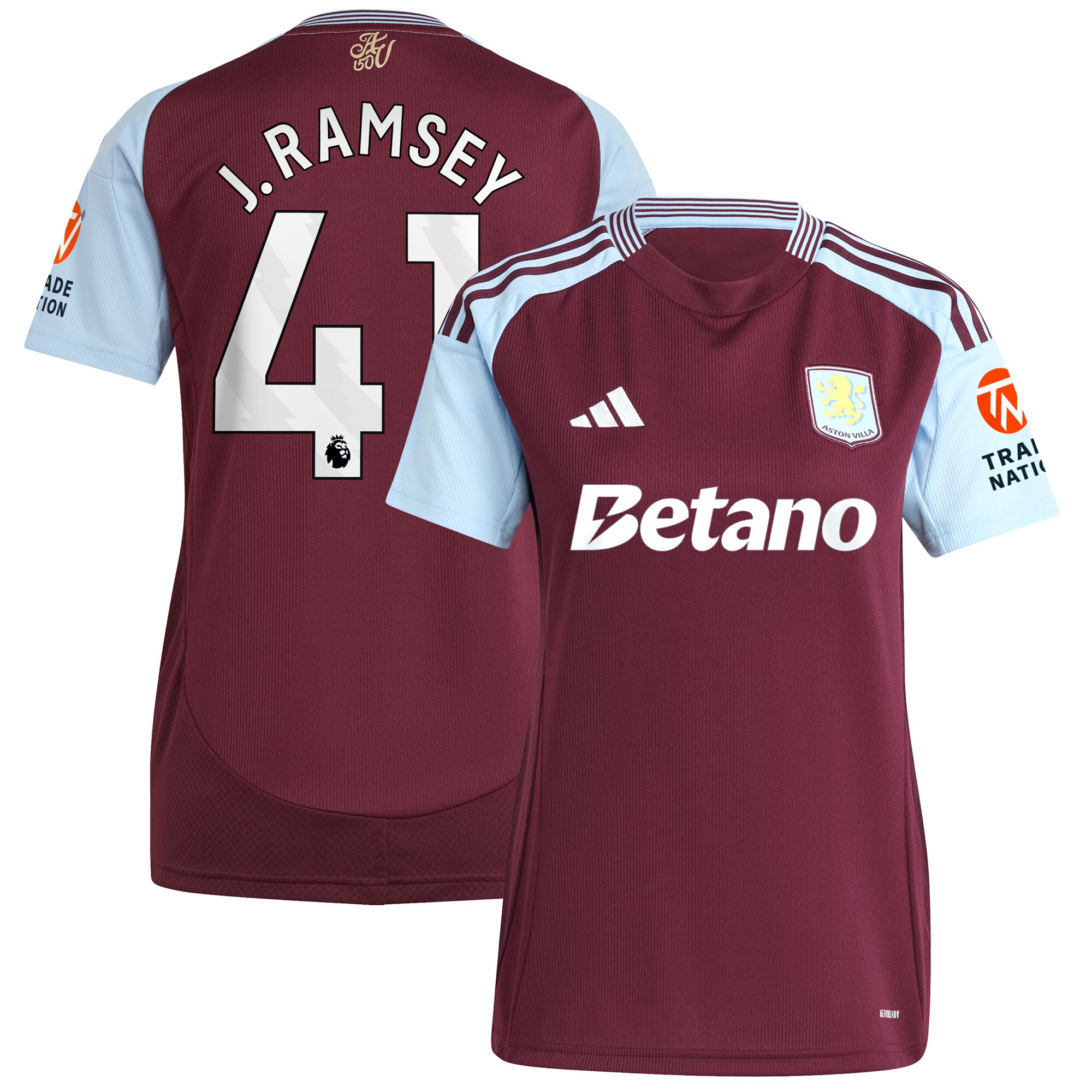 aston villa adidas home shirt 2024-25 – womens with j. ramsey 41 printing Collection | Official Aston Villa Jerseys for Fans