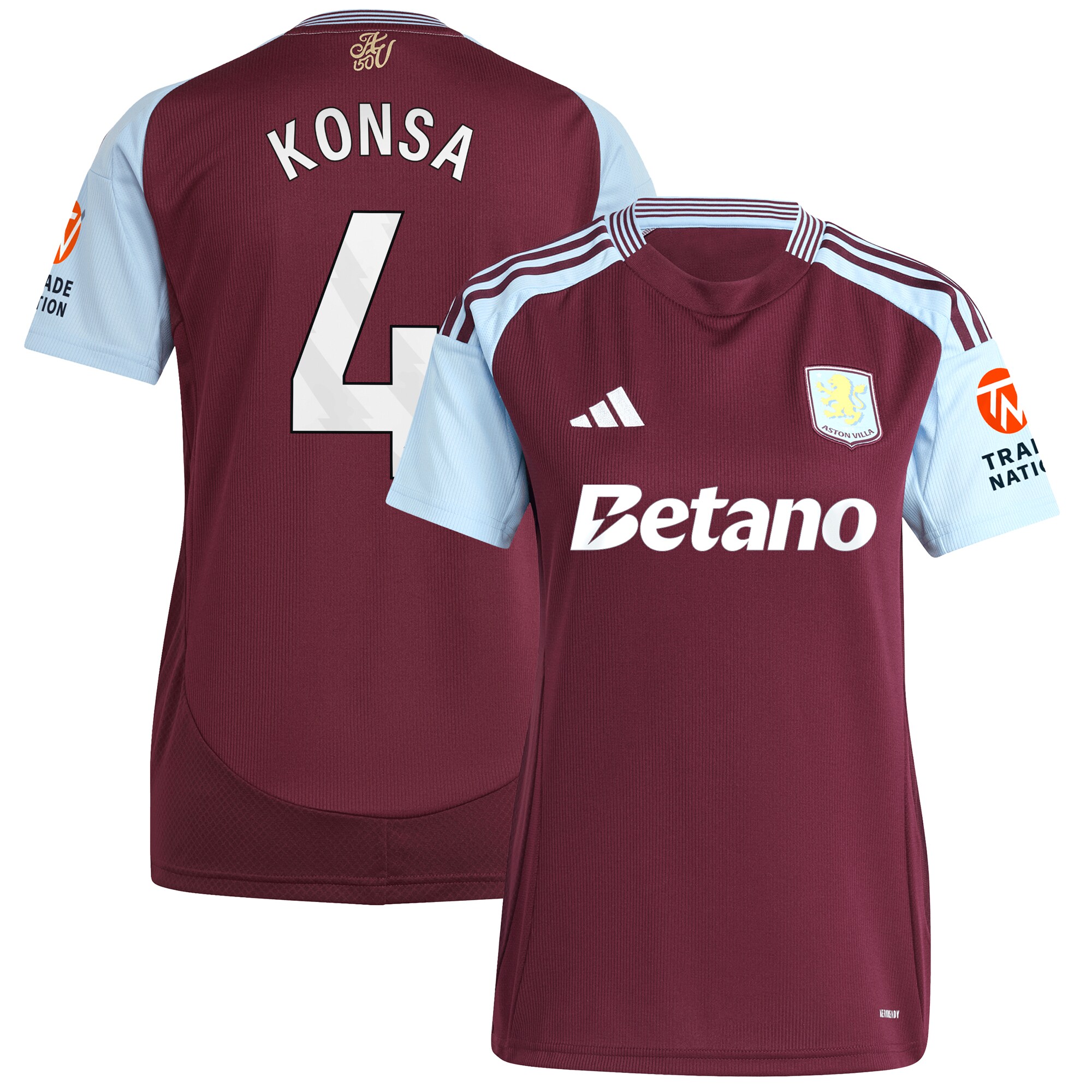 aston villa adidas home shirt 2024-25 – womens with konsa 4 printing Collection | Official Aston Villa Jerseys for Fans