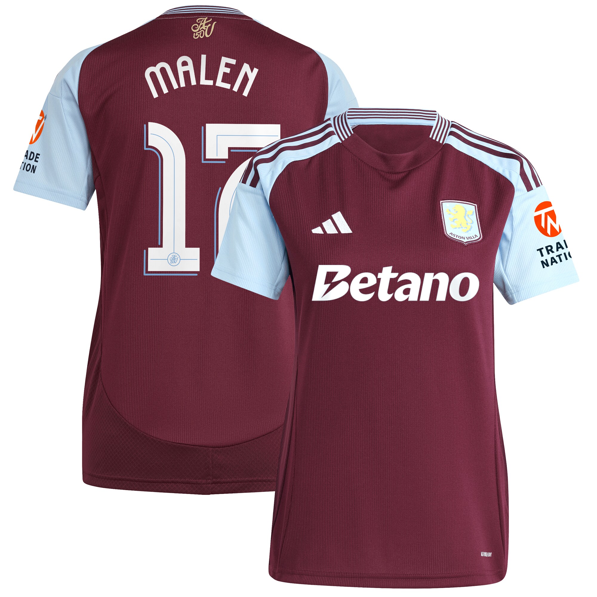 aston villa adidas home shirt 2024-25 – womens with malen 17 cup printing Collection | Official Aston Villa Jerseys for Fans