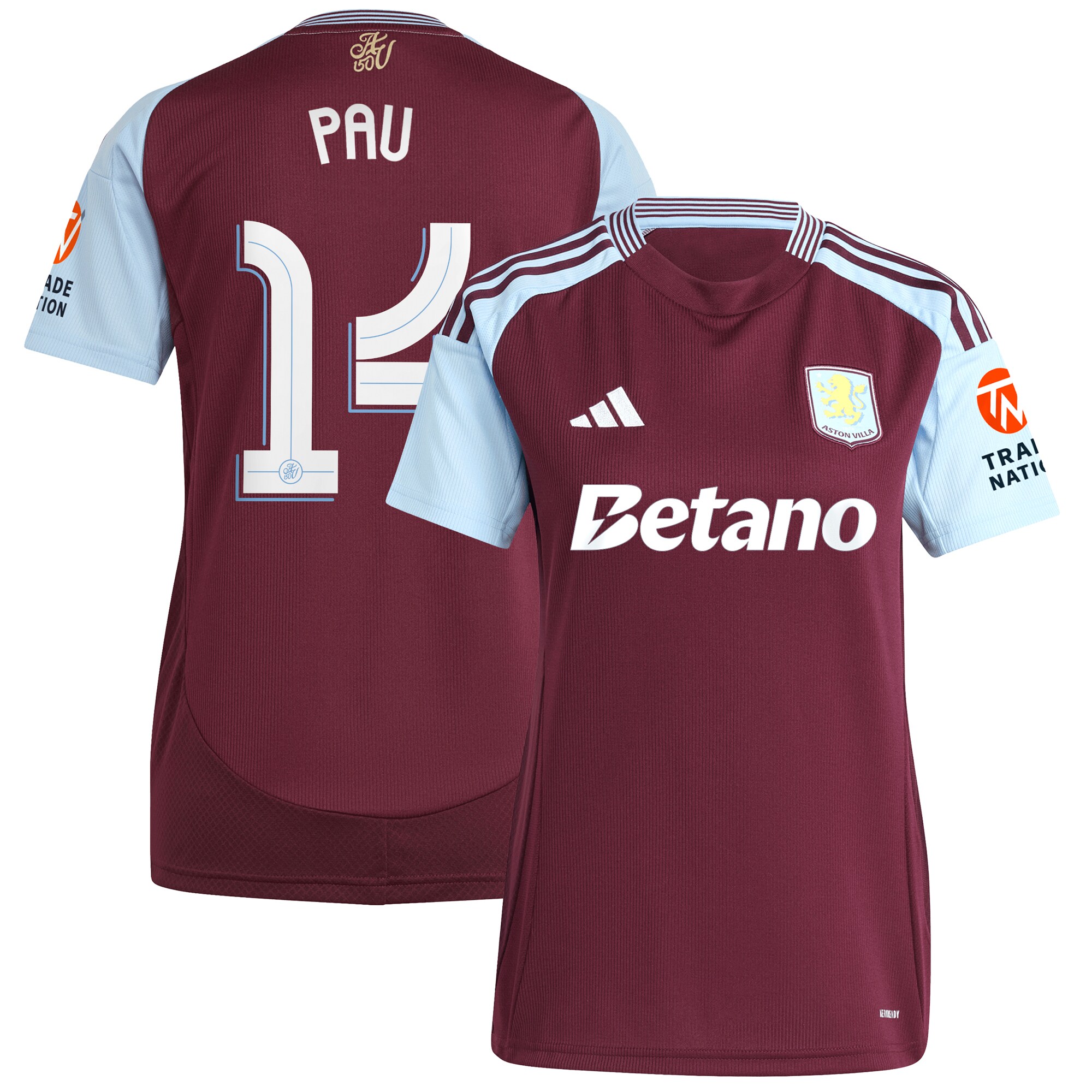 aston villa adidas home shirt 2024-25 – womens with pau 14 cup printing Collection | Official Aston Villa Jerseys for Fans