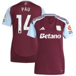 aston villa adidas home shirt 2024-25 – womens with pau 14 printing Collection | Official Aston Villa Jerseys for Fans