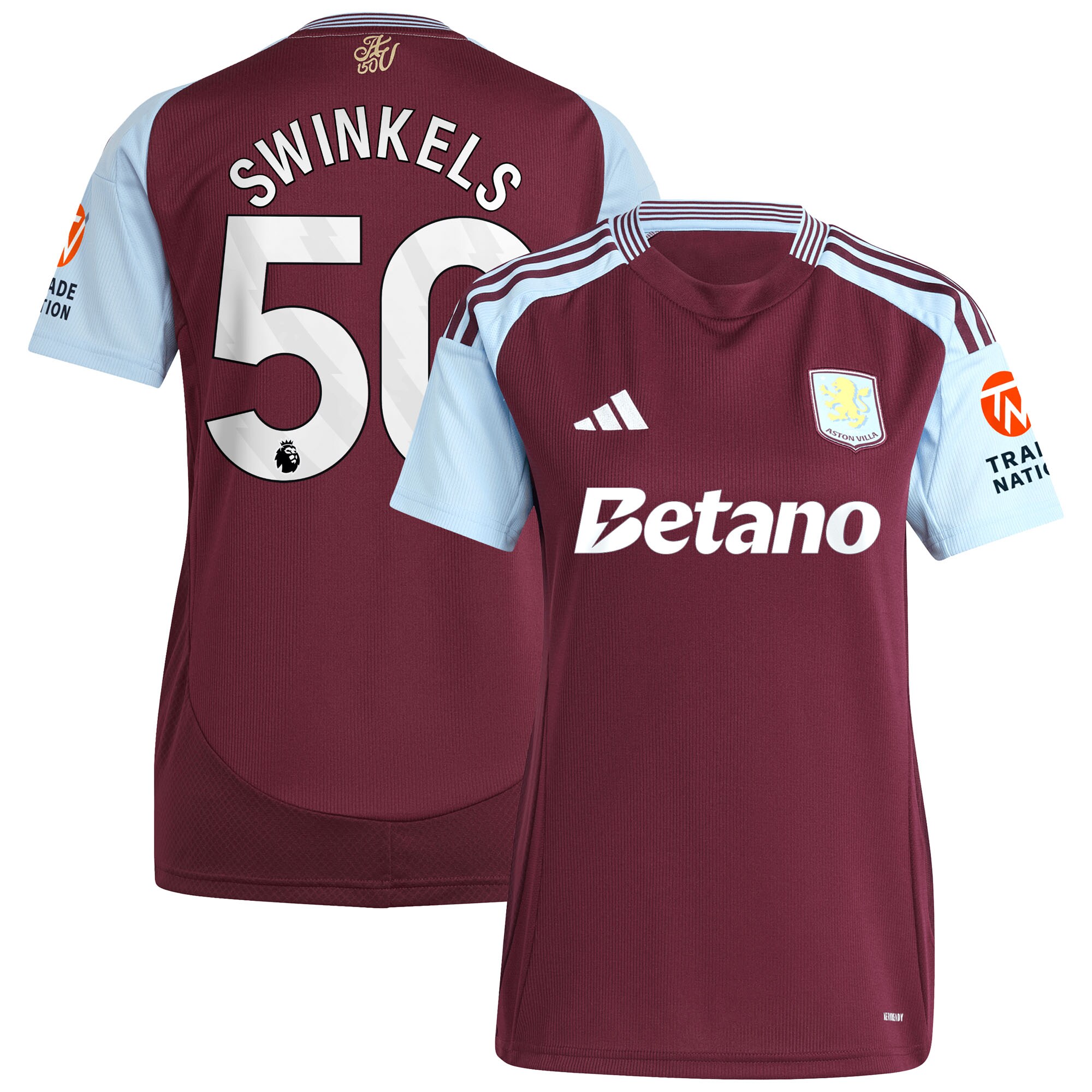 aston villa adidas home shirt 2024-25 – womens with swinkels 50 printing Collection | Official Aston Villa Jerseys for Fans