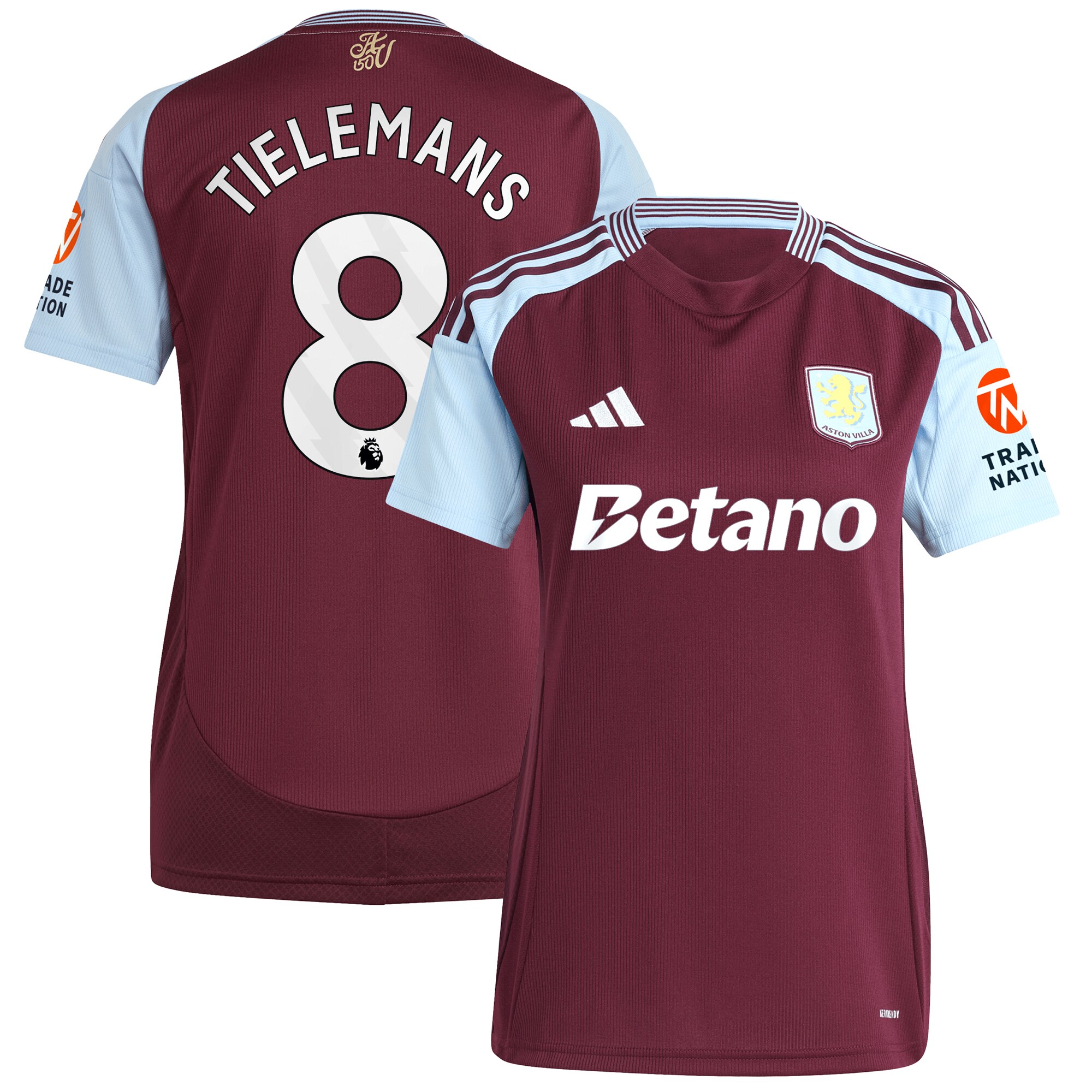 aston villa adidas home shirt 2024-25 – womens with tielemans 8 printing Collection | Official Aston Villa Jerseys for Fans
