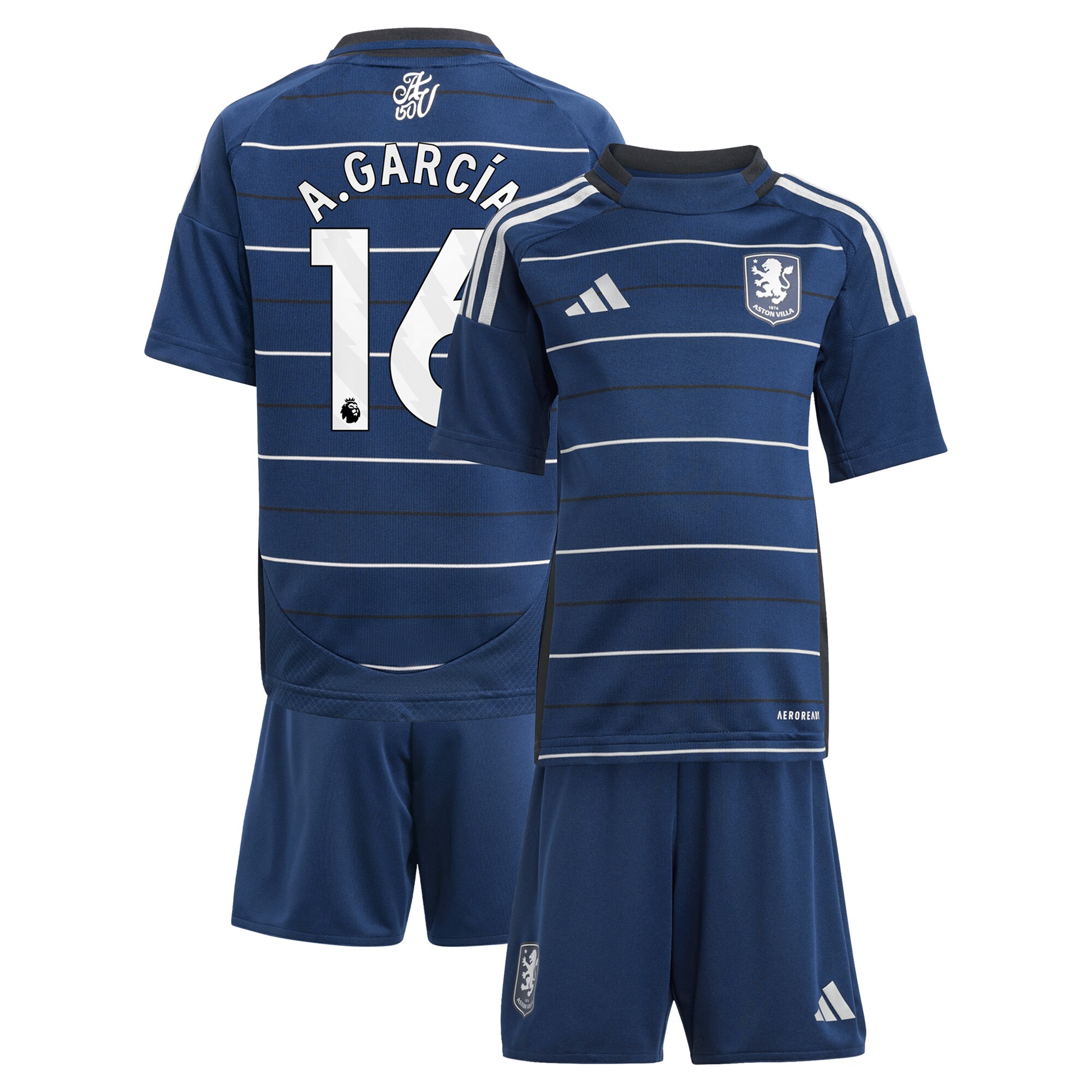aston villa adidas third minikit 2024-25 with a.garcía 16 printing Collection | Official Aston Villa Jerseys for Fans