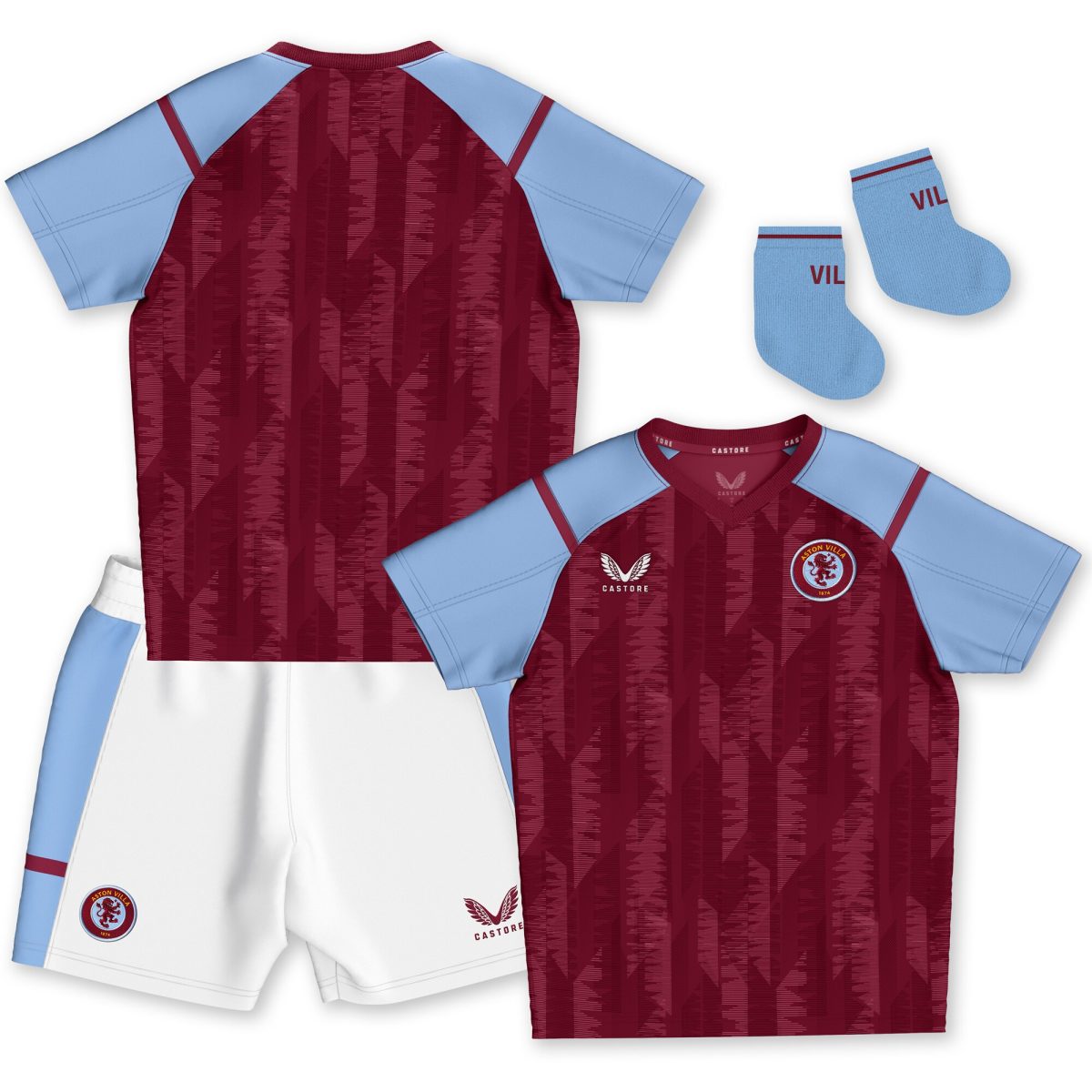 aston villa castore home baby kit 2023-24 with custom printing Collection | Official Aston Villa Jerseys for Fans