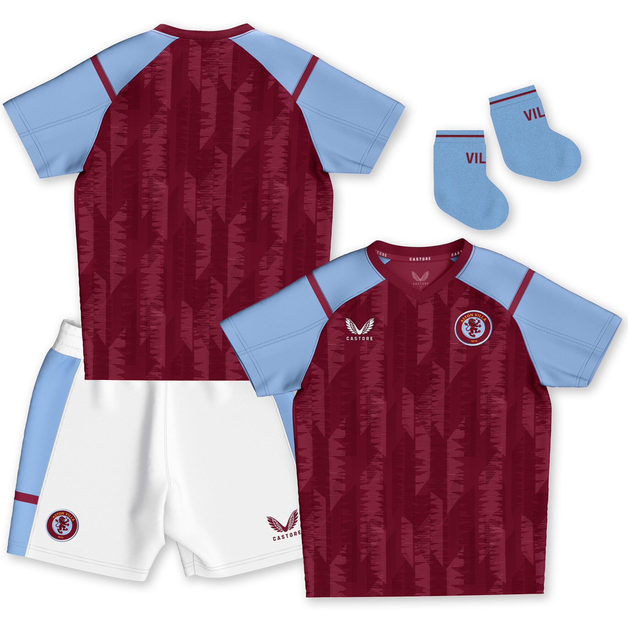 aston villa castore home baby kit 2023-24 with custom printing Collection | Official Aston Villa Jerseys for Fans
