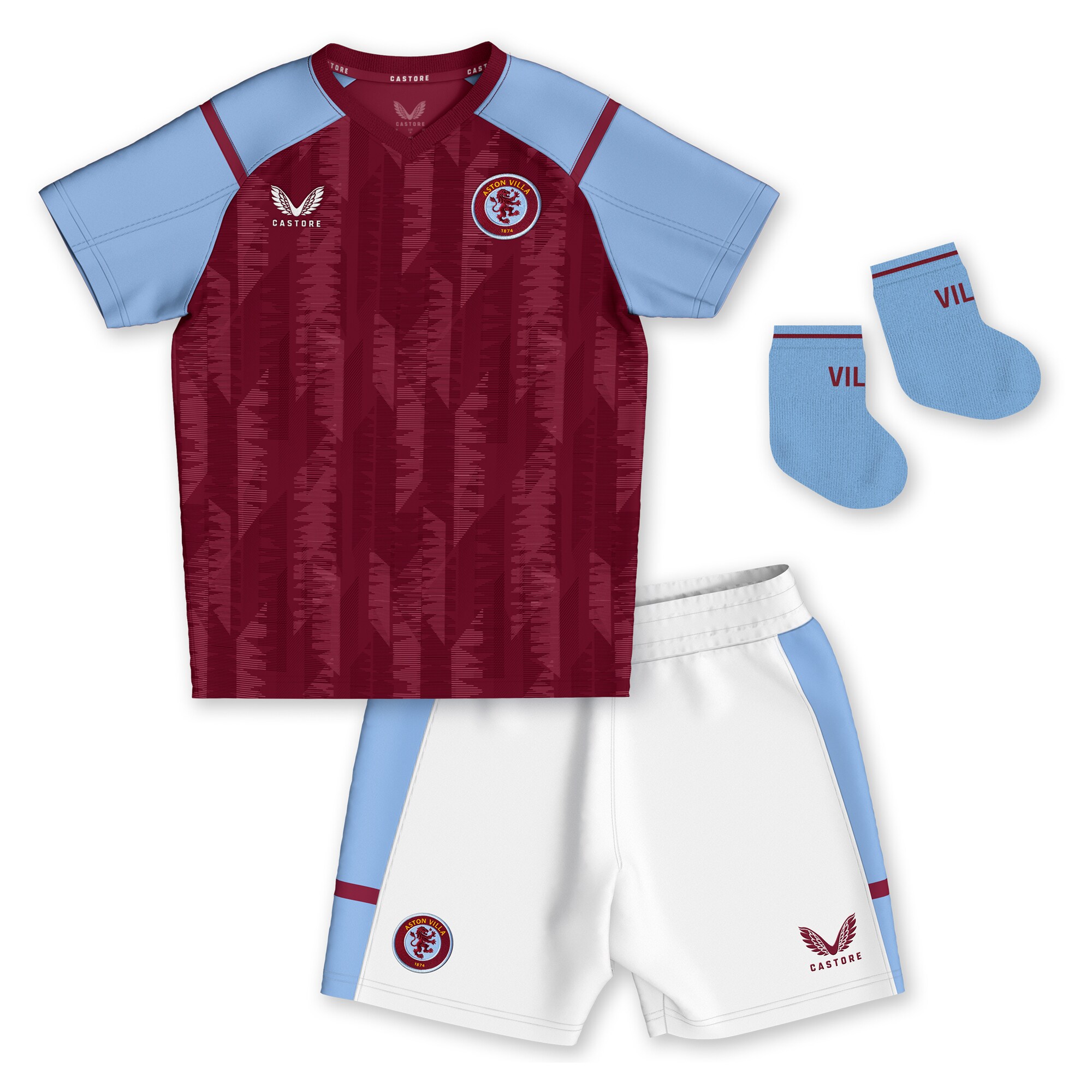 aston villa castore home baby kit 2023-24 with custom printing Collection | Official Aston Villa Jerseys for Fans