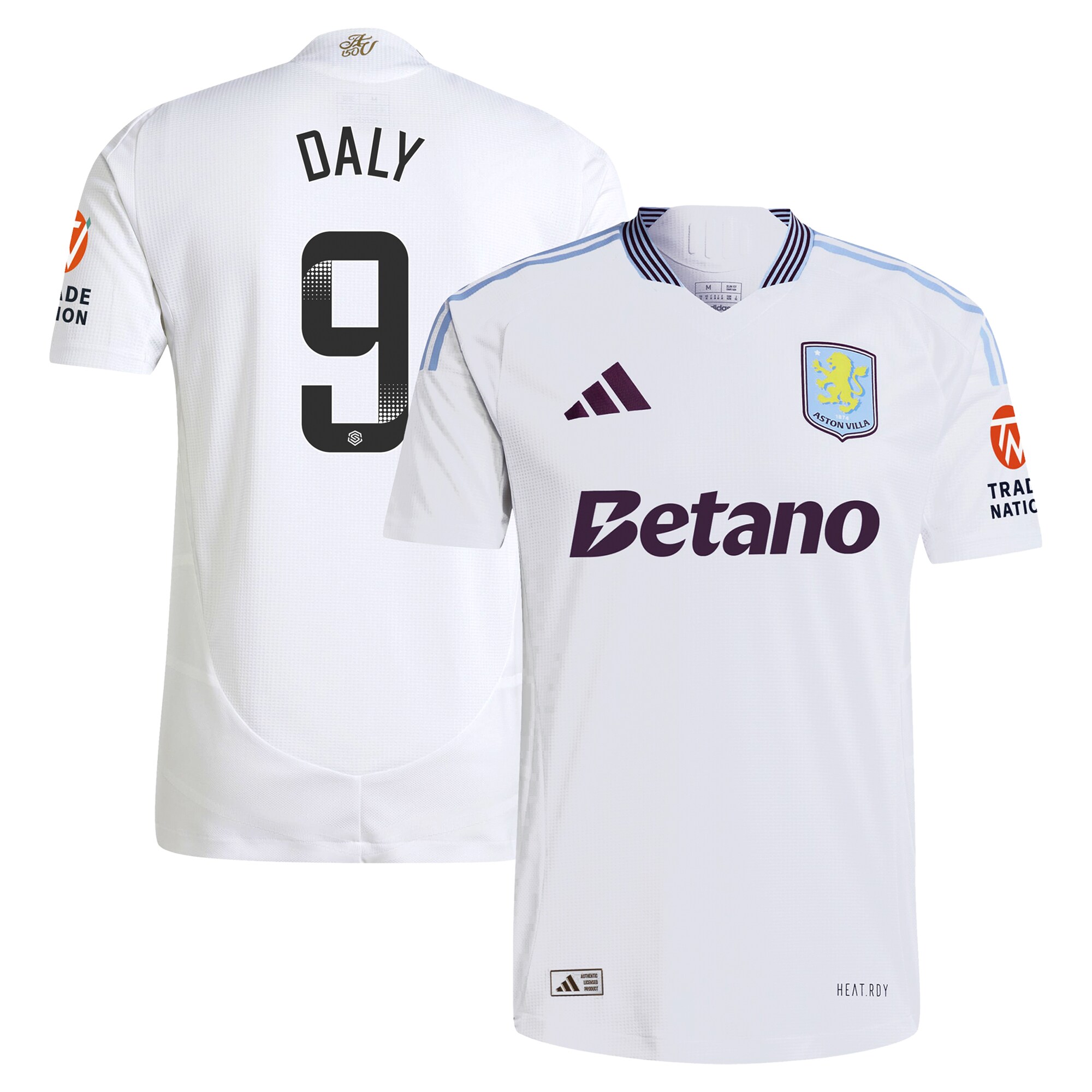 aston villa wsl adidas away authentic shirt 2024-25 with daly 9 printing Collection | Official Aston Villa Jerseys for Fans