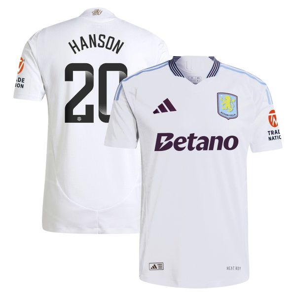 aston villa wsl adidas away authentic shirt 2024-25 with hanson 20 printing Collection | Official Aston Villa Jerseys for Fans