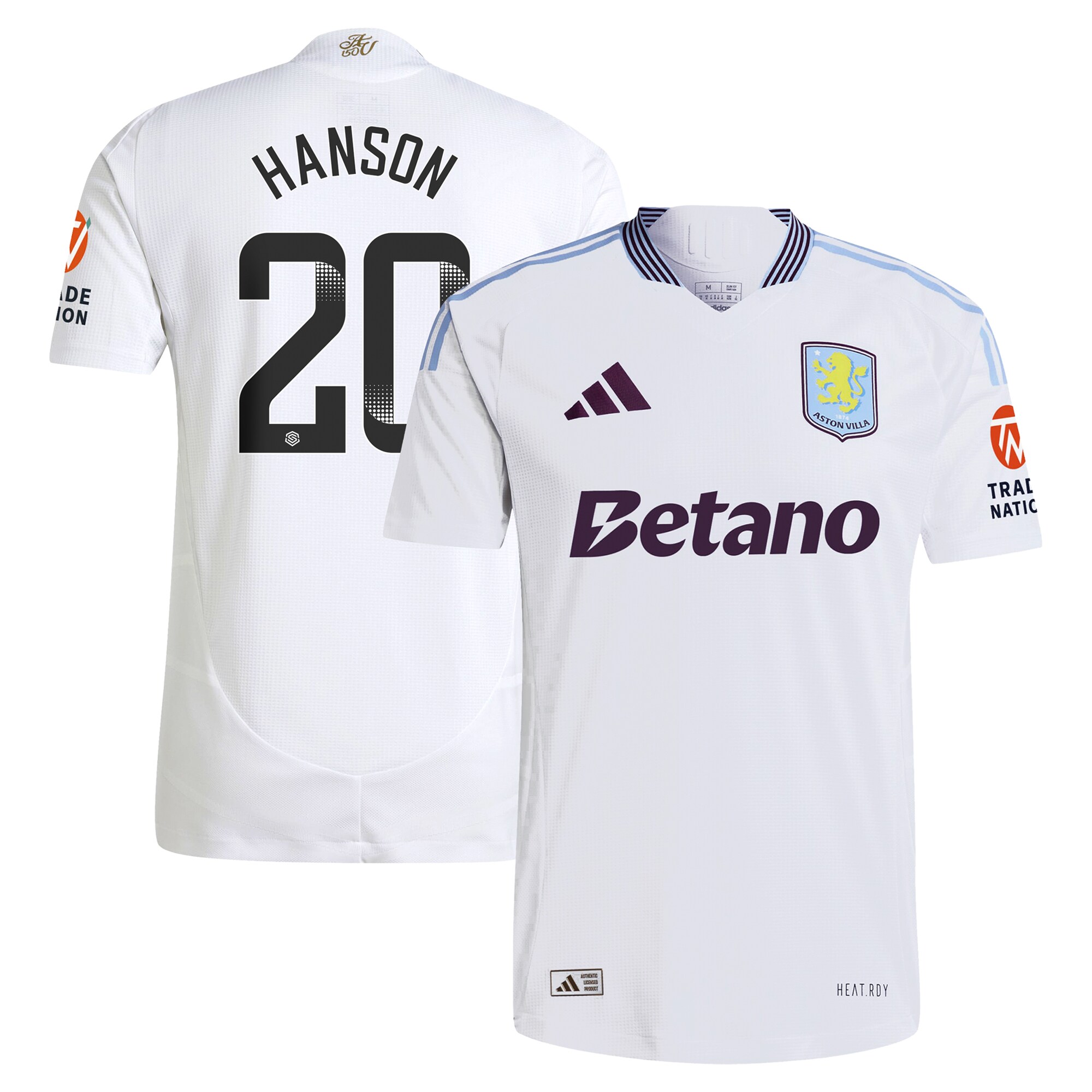 aston villa wsl adidas away authentic shirt 2024-25 with hanson 20 printing Collection | Official Aston Villa Jerseys for Fans