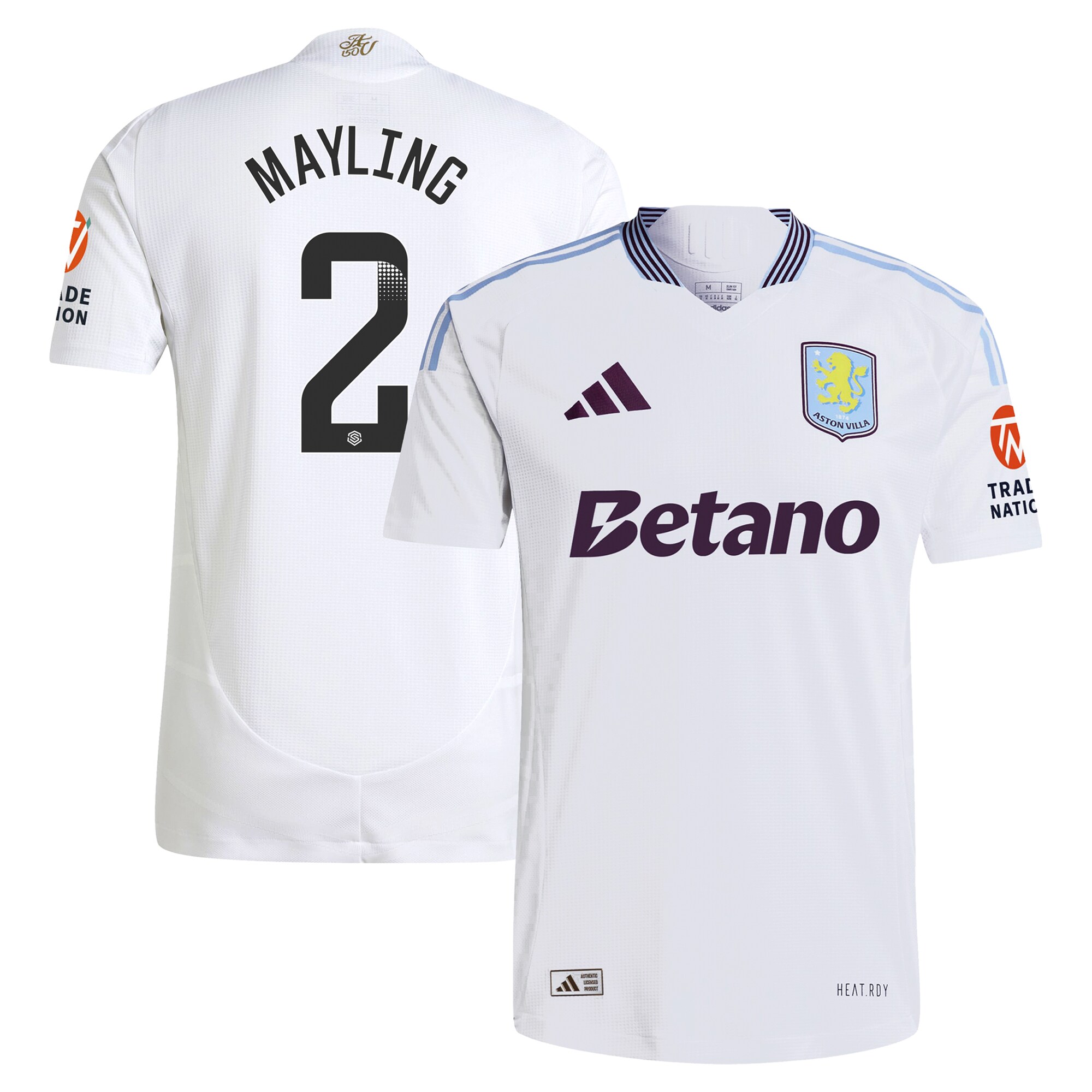 aston villa wsl adidas away authentic shirt 2024-25 with mayling 2 printing Collection | Official Aston Villa Jerseys for Fans
