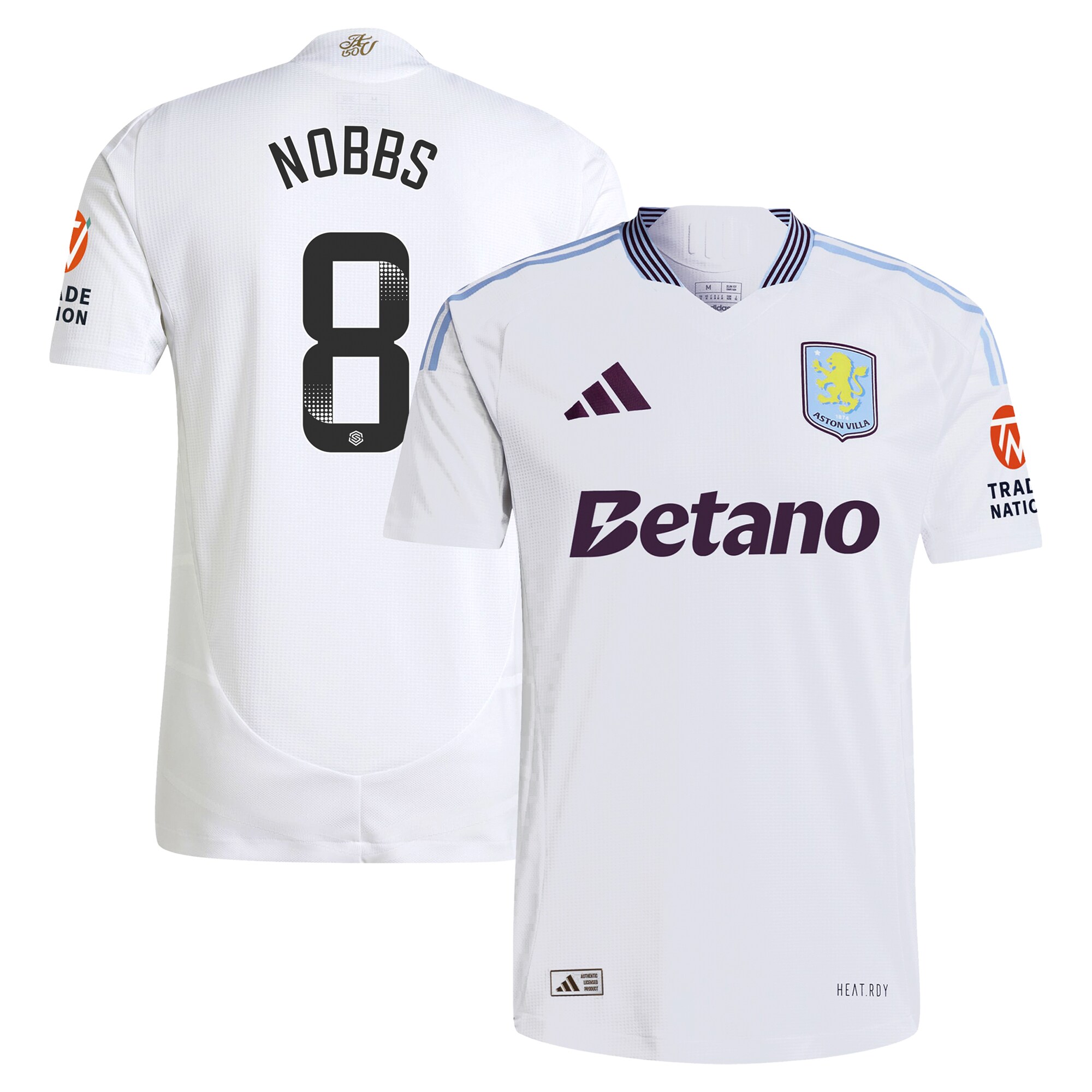 aston villa wsl adidas away authentic shirt 2024-25 with nobbs 8 printing Collection | Official Aston Villa Jerseys for Fans