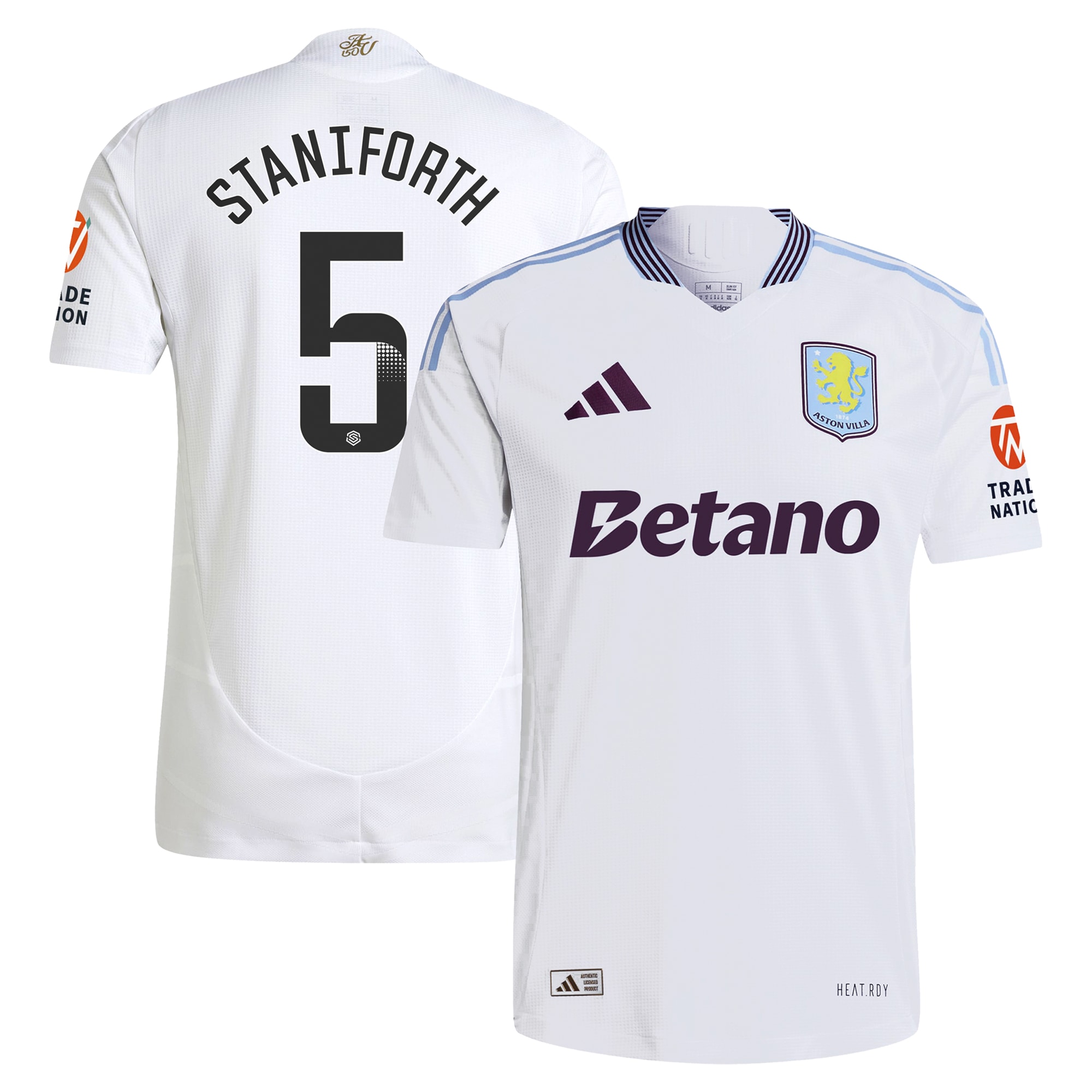 aston villa wsl adidas away authentic shirt 2024-25 with staniforth 5 printing Collection | Official Aston Villa Jerseys for Fans
