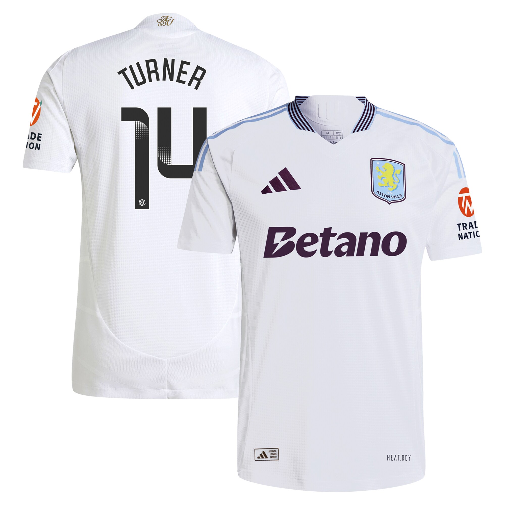 aston villa wsl adidas away authentic shirt 2024-25 with turner 14 printing Collection | Official Aston Villa Jerseys for Fans