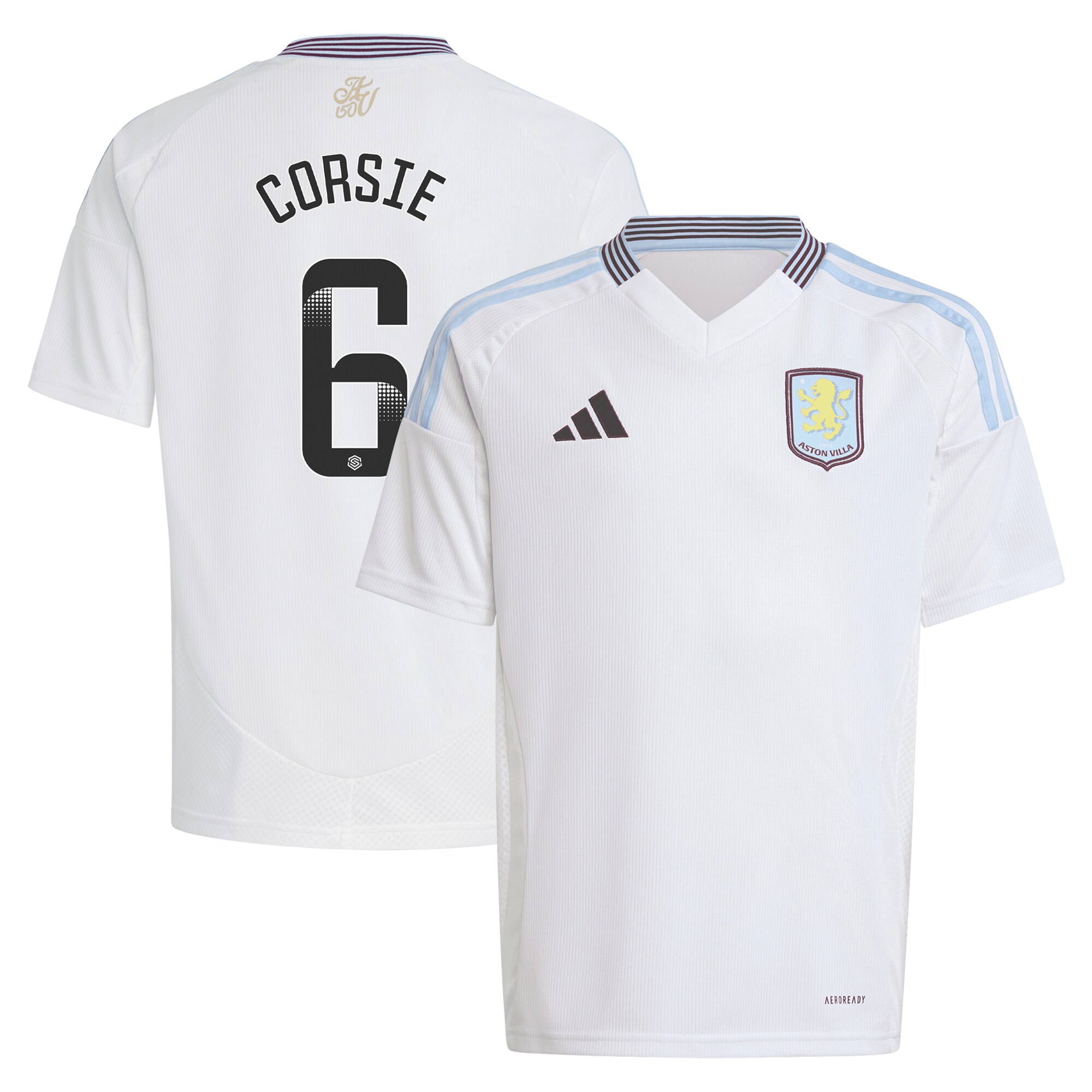 aston villa wsl adidas away shirt 2024-25 – kids with corsie 6 printing Collection | Official Aston Villa Jerseys for Fans