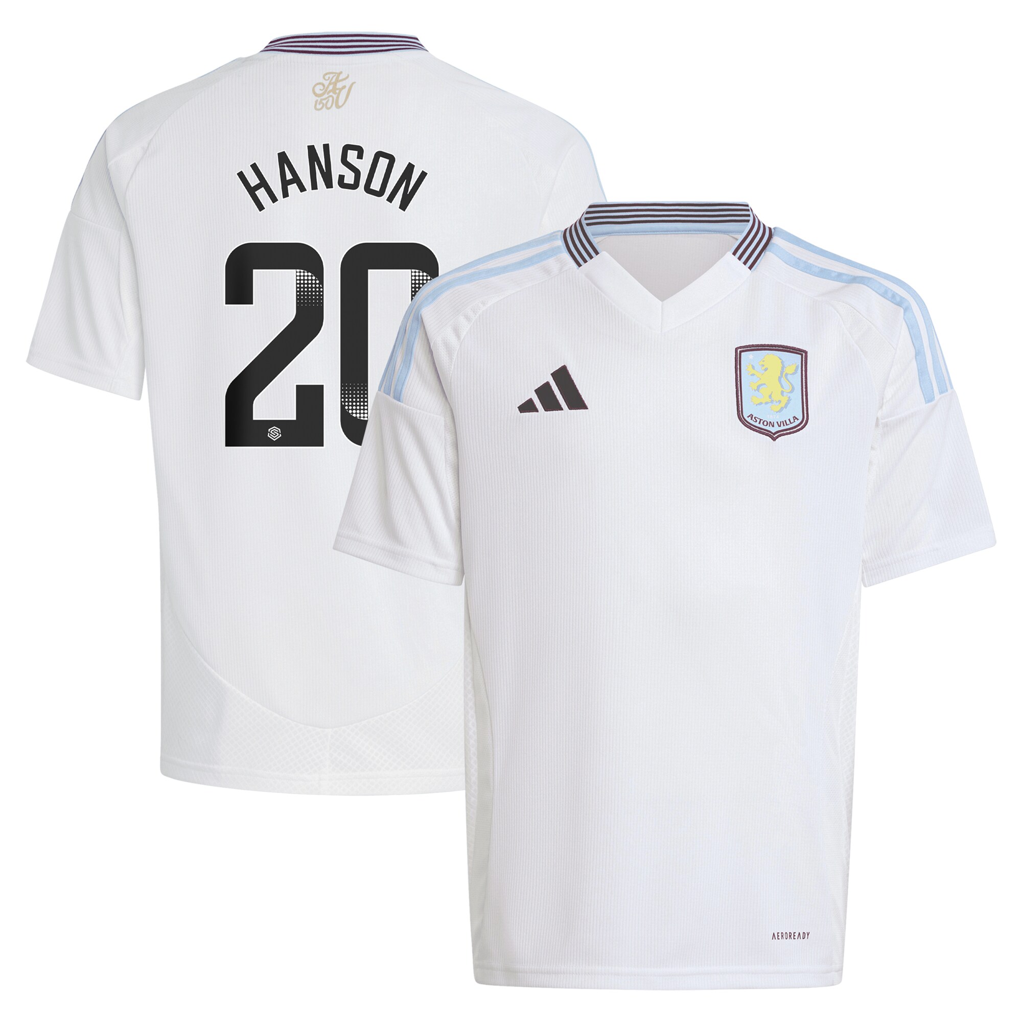 aston villa wsl adidas away shirt 2024-25 – kids with hanson 20 printing Collection | Official Aston Villa Jerseys for Fans