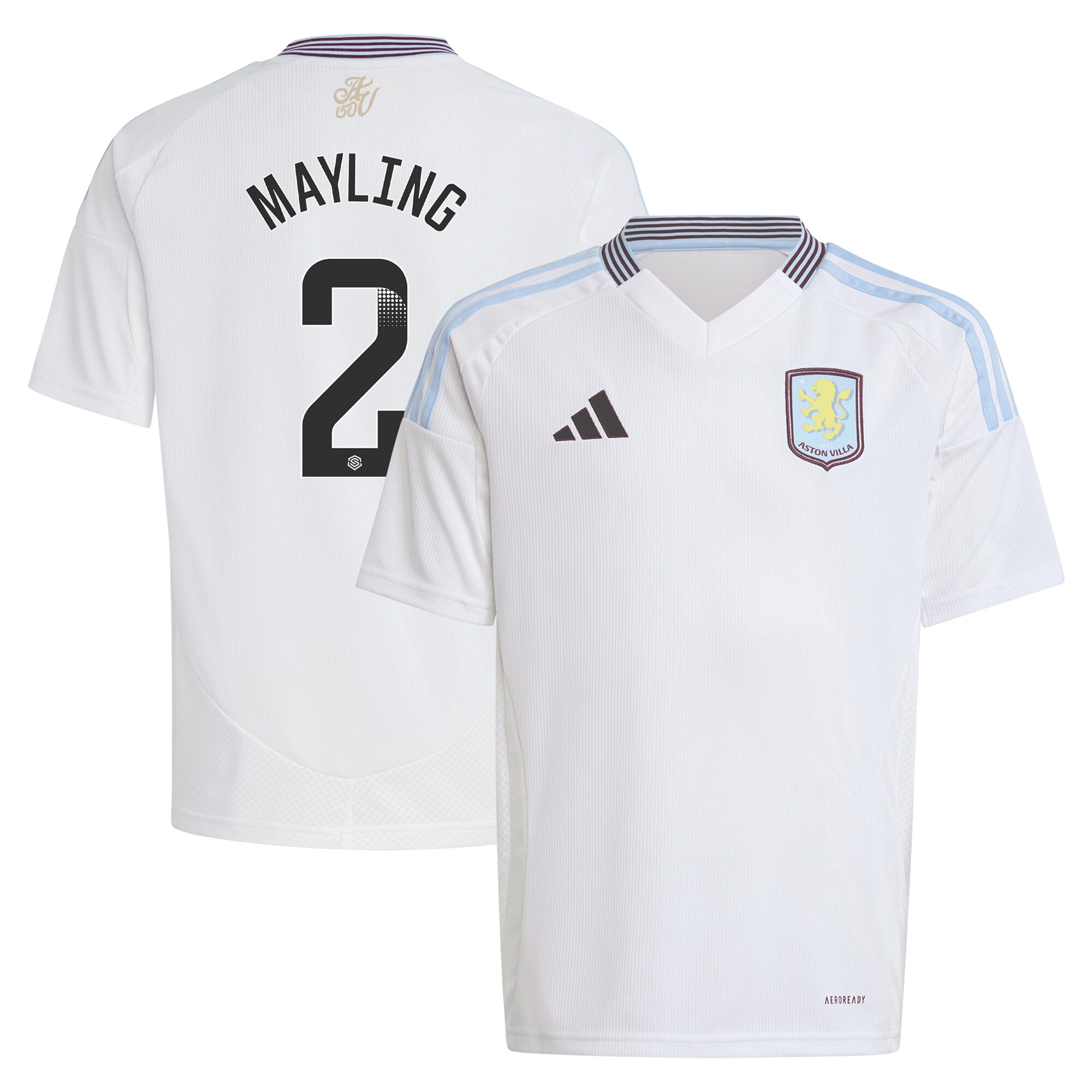 aston villa wsl adidas away shirt 2024-25 – kids with mayling 2 printing Collection | Official Aston Villa Jerseys for Fans