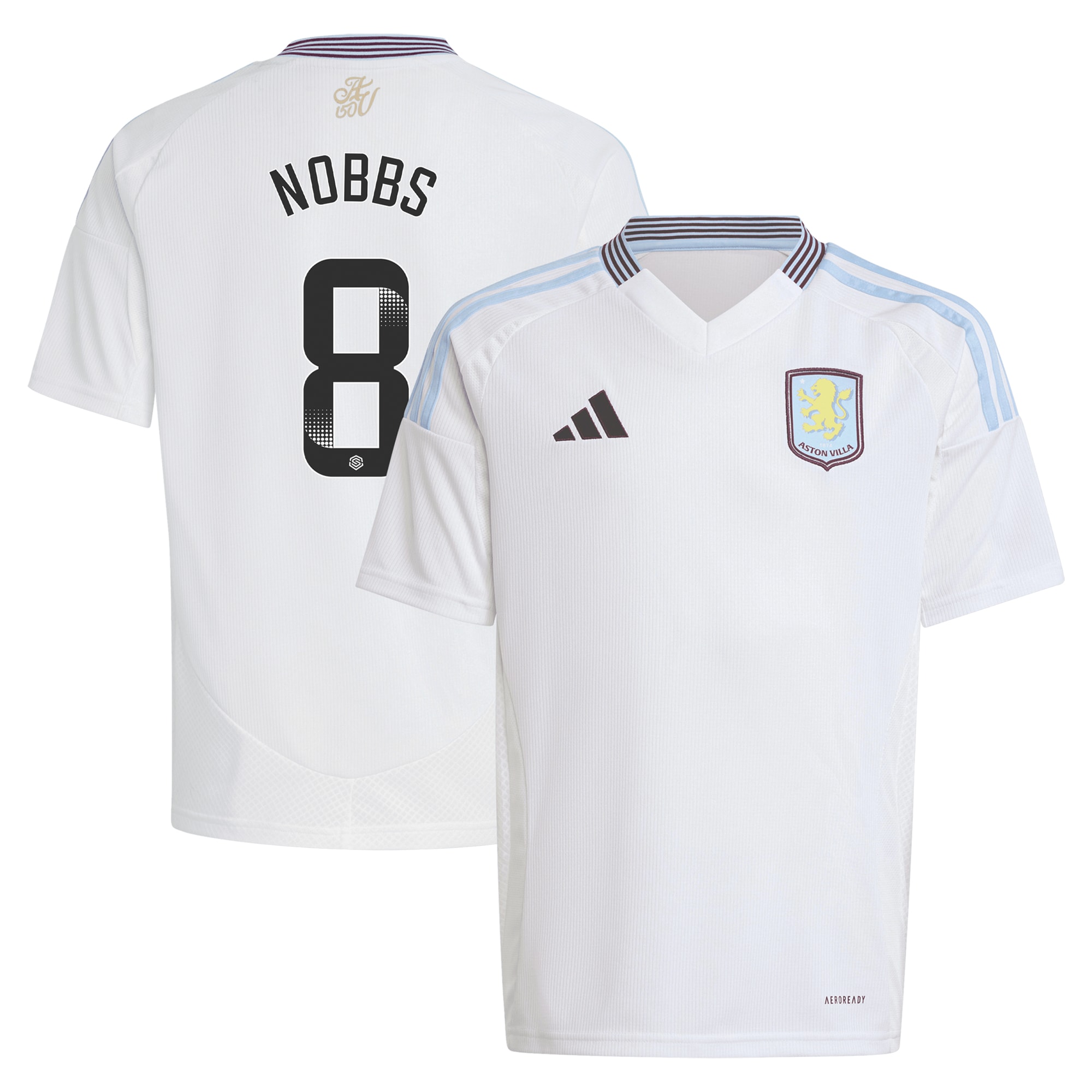 aston villa wsl adidas away shirt 2024-25 – kids with nobbs 8 printing Collection | Official Aston Villa Jerseys for Fans