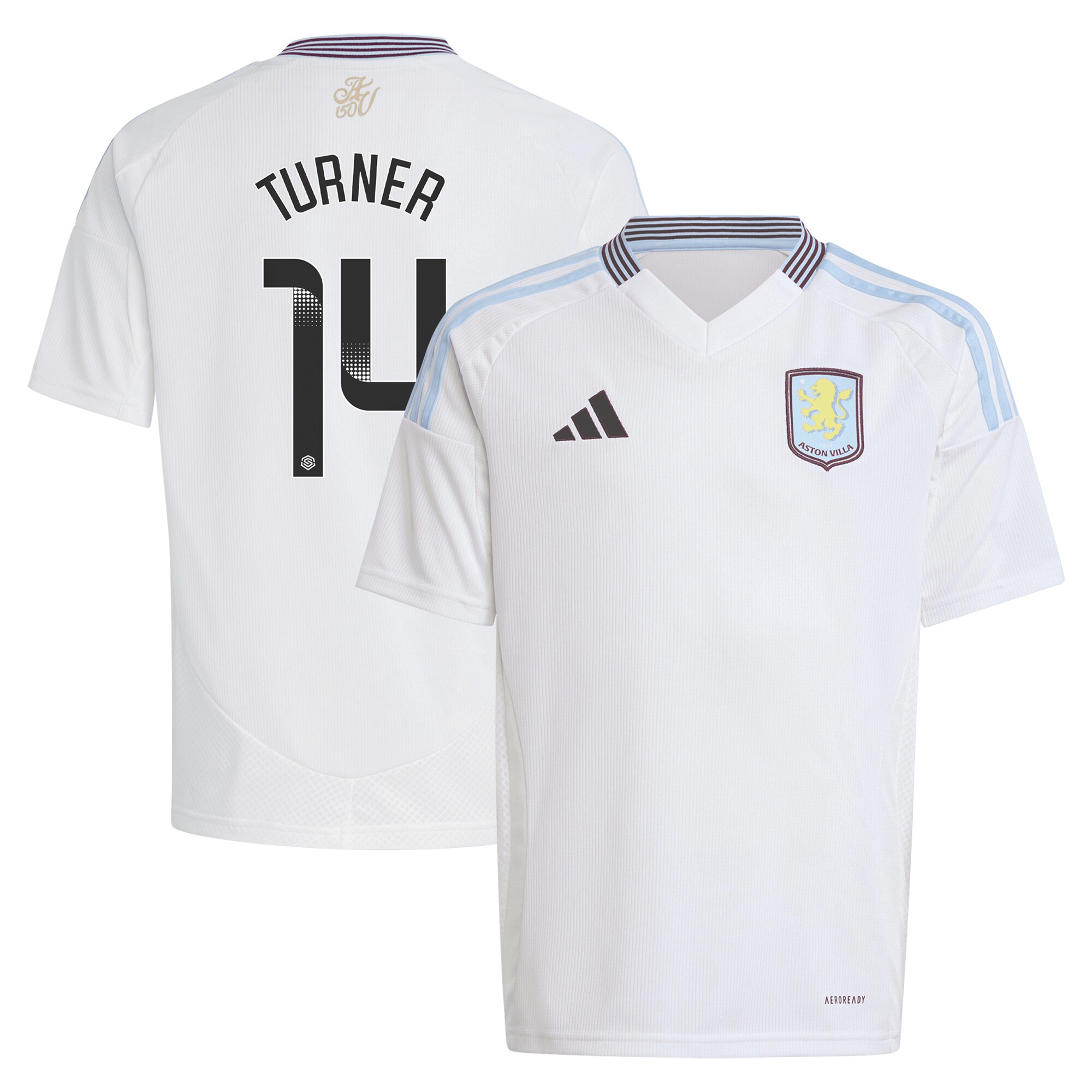 aston villa wsl adidas away shirt 2024-25 – kids with turner 14 printing Collection | Official Aston Villa Jerseys for Fans