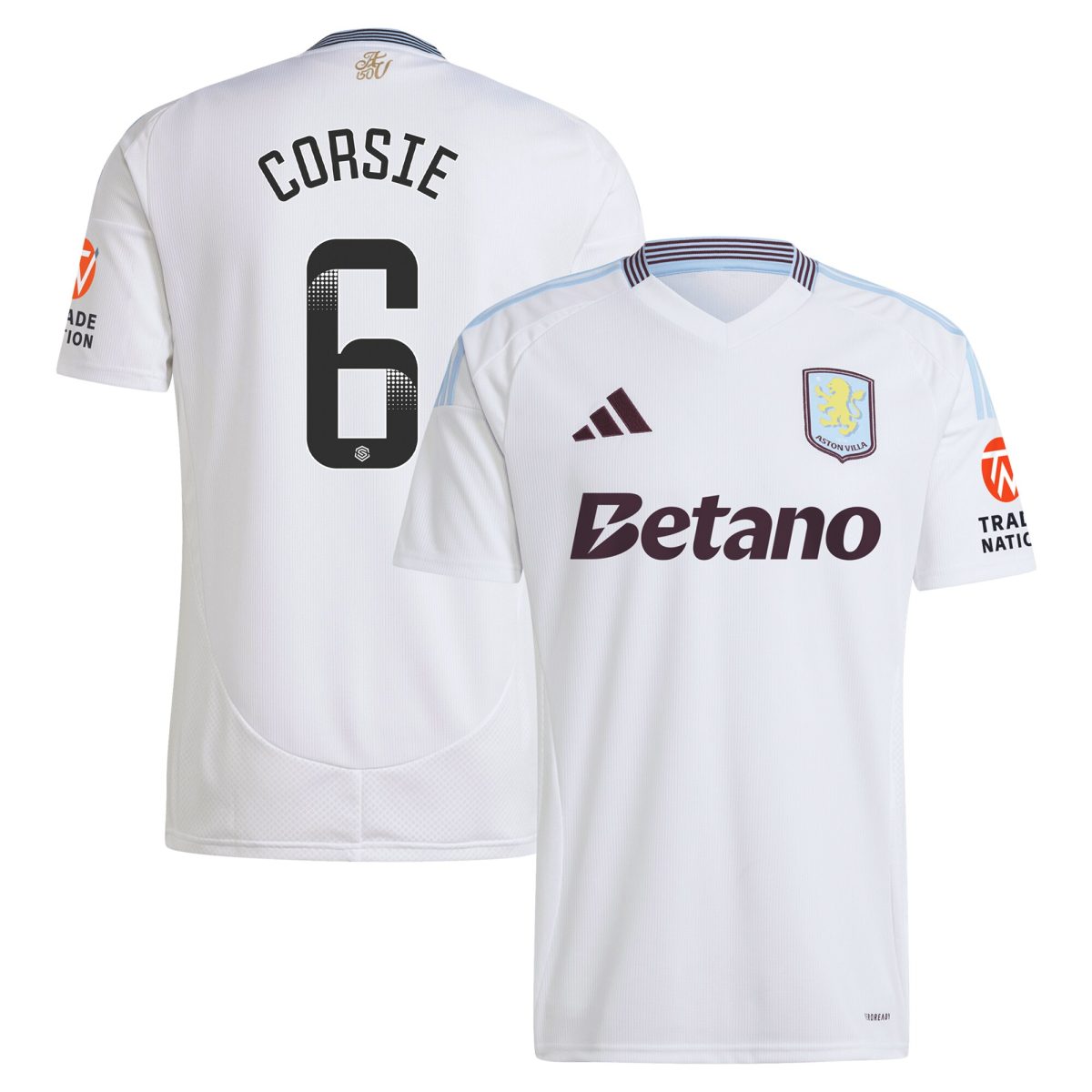 aston villa wsl adidas away shirt 2024-25 with corsie 6 printing Collection | Official Aston Villa Jerseys for Fans