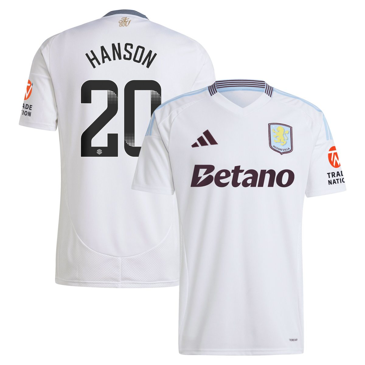 aston villa wsl adidas away shirt 2024-25 with hanson 20 printing Collection | Official Aston Villa Jerseys for Fans