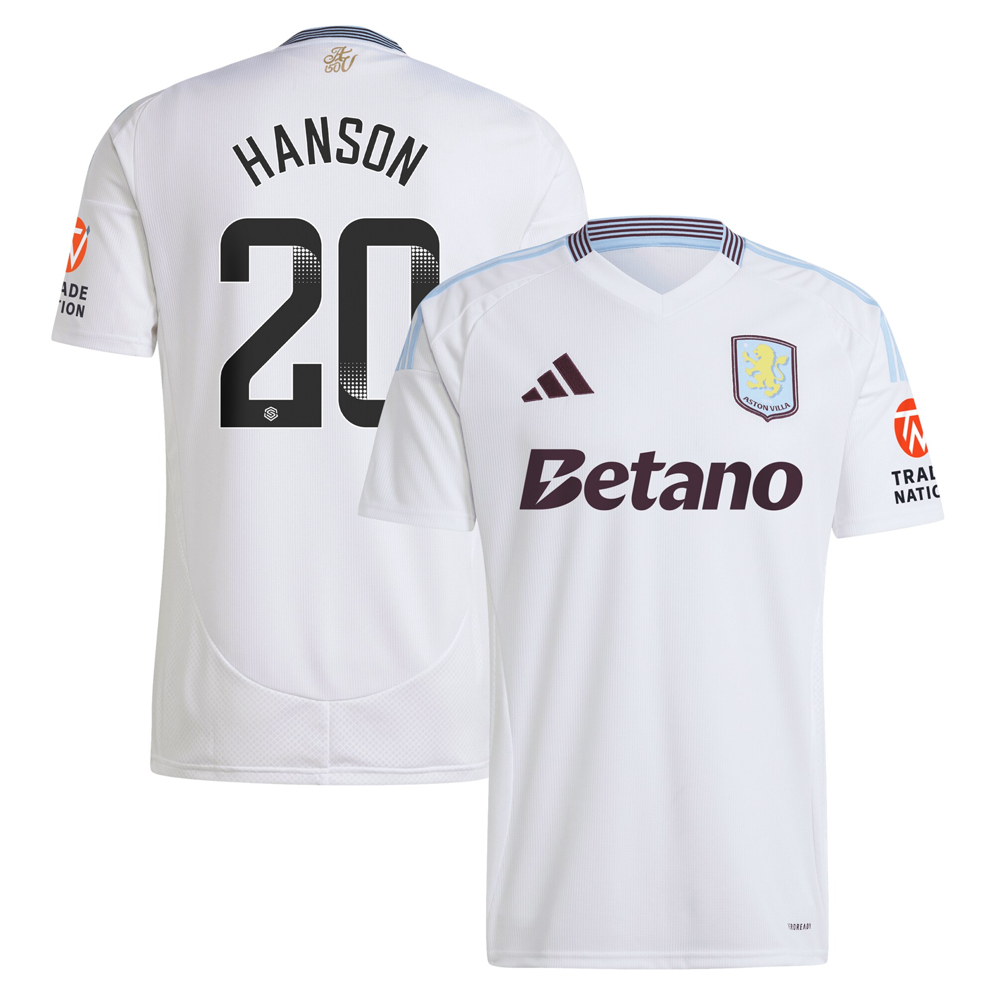 aston villa wsl adidas away shirt 2024-25 with hanson 20 printing Collection | Official Aston Villa Jerseys for Fans