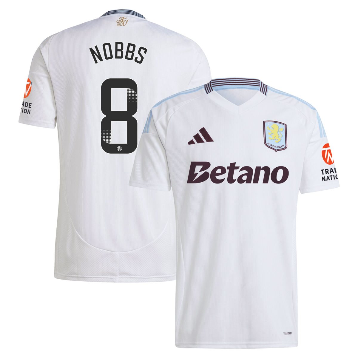 aston villa wsl adidas away shirt 2024-25 with nobbs 8 printing Collection | Official Aston Villa Jerseys for Fans