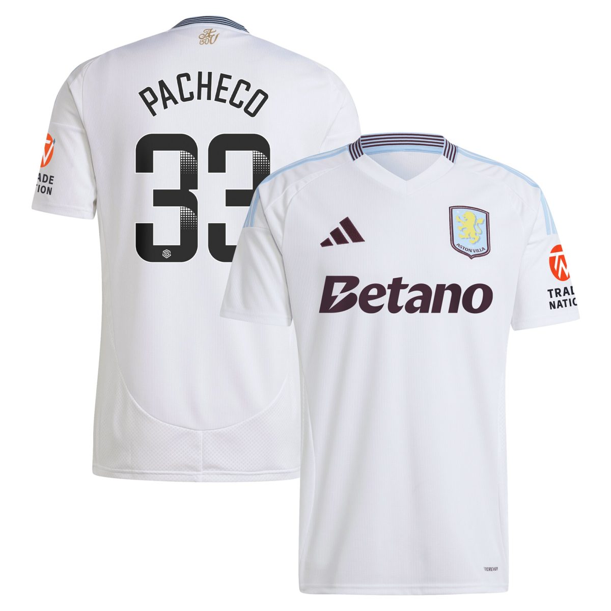 aston villa wsl adidas away shirt 2024-25 with pacheco 33 printing Collection | Official Aston Villa Jerseys for Fans
