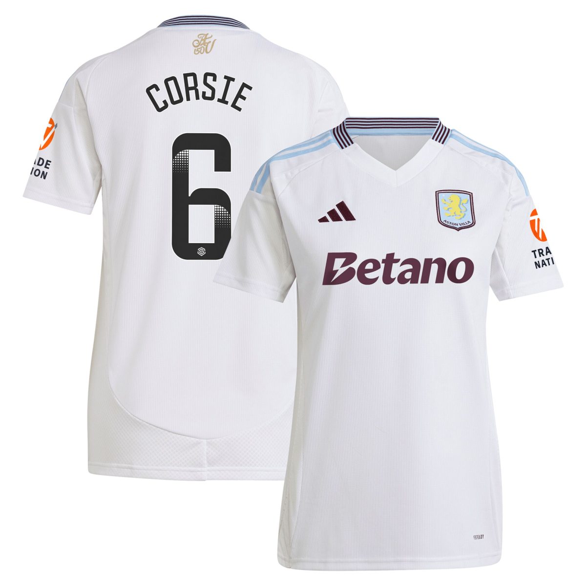 aston villa wsl adidas away shirt 2024-25 – womens with corsie 6 printing Collection | Official Aston Villa Jerseys for Fans