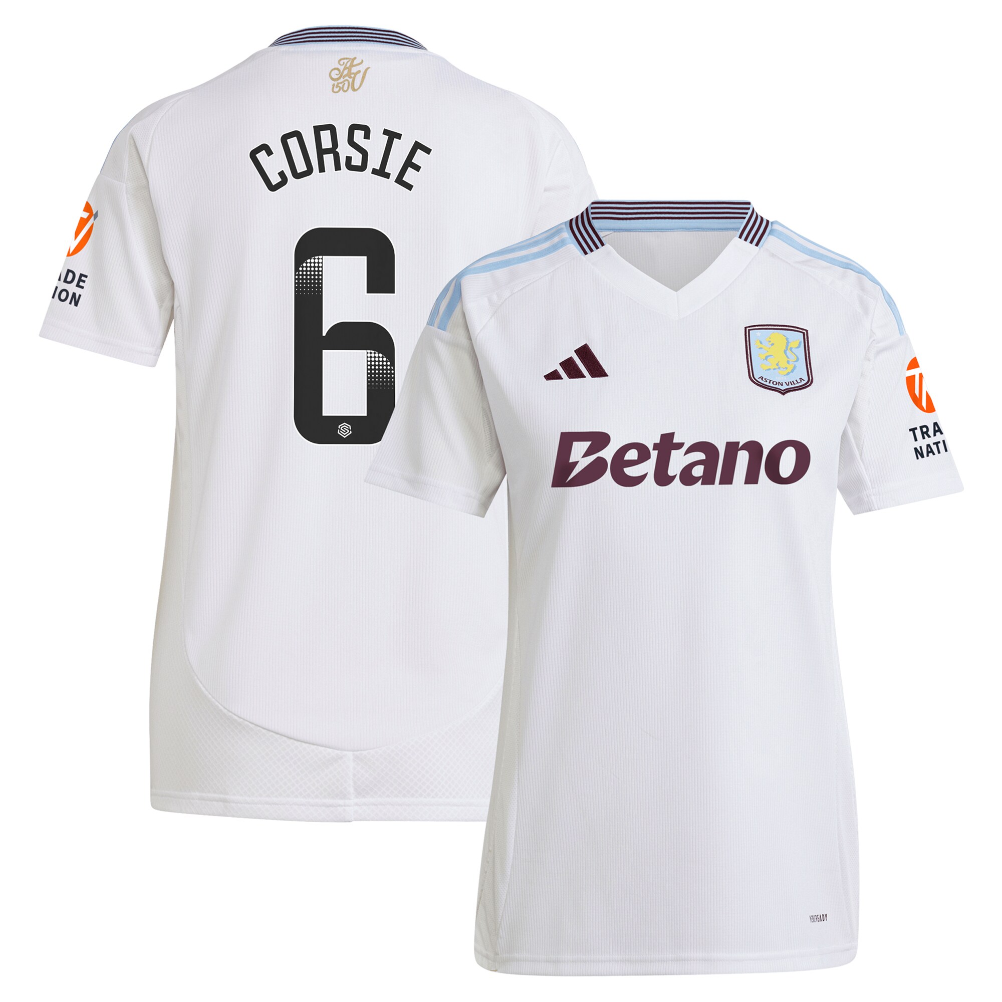 aston villa wsl adidas away shirt 2024-25 – womens with corsie 6 printing Collection | Official Aston Villa Jerseys for Fans