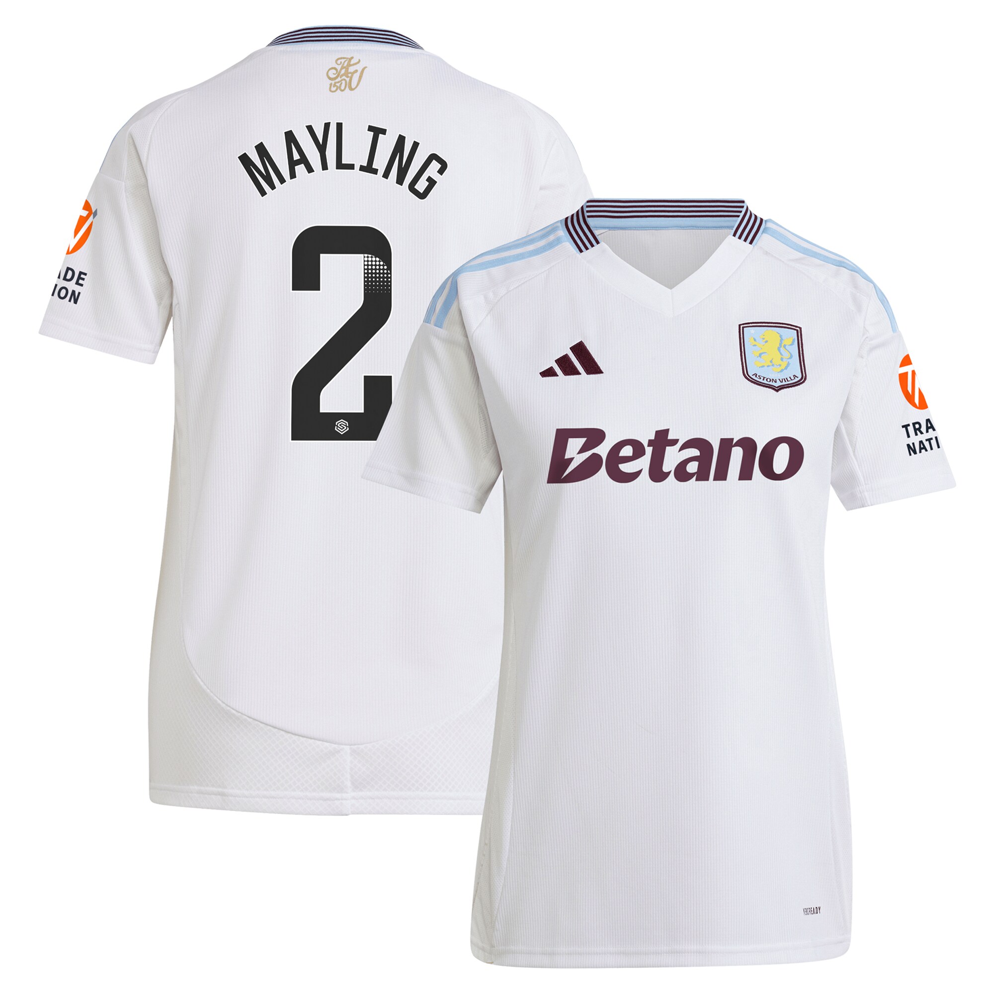 aston villa wsl adidas away shirt 2024-25 – womens with mayling 2 printing Collection | Official Aston Villa Jerseys for Fans