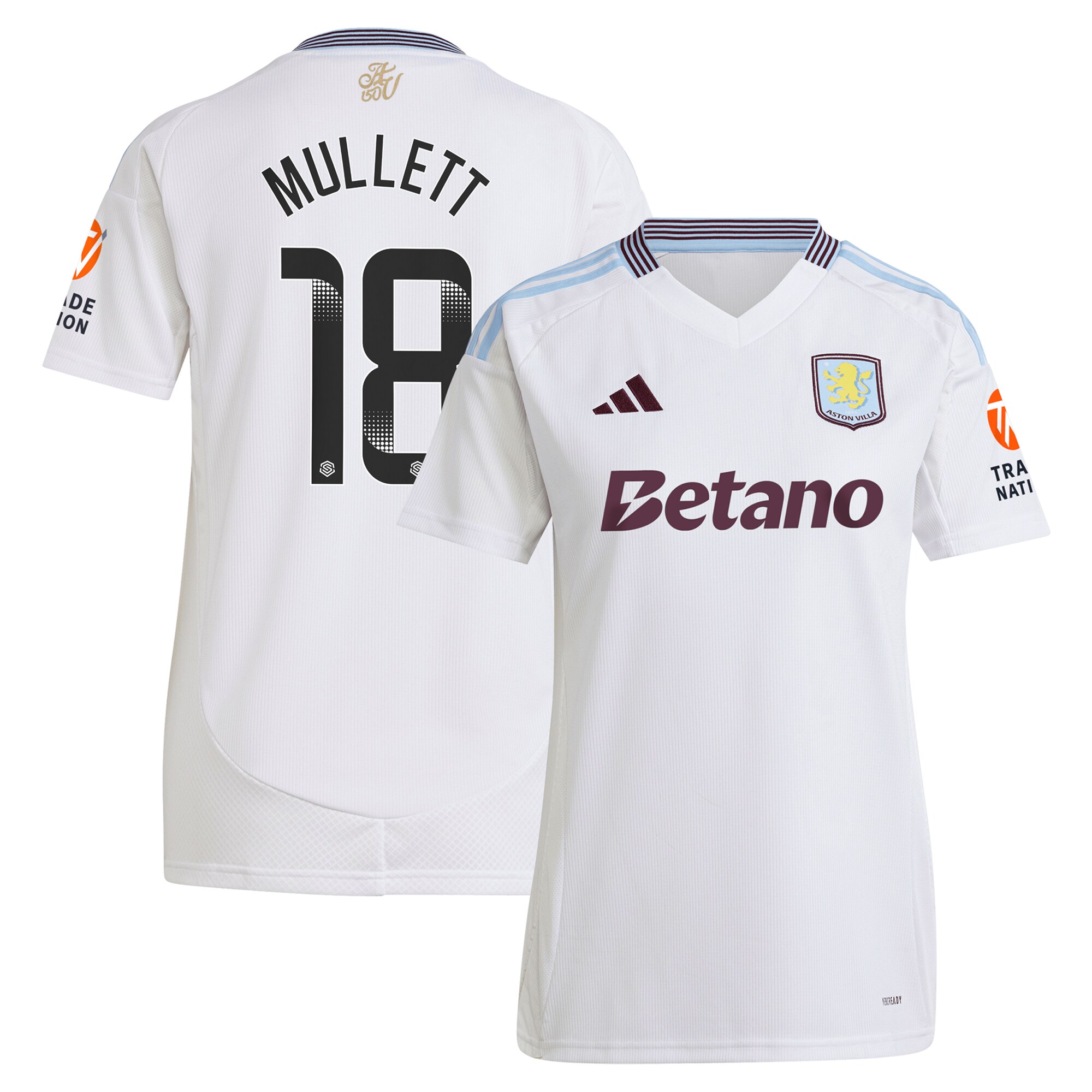 aston villa wsl adidas away shirt 2024-25 – womens with mullett 18 printing Collection | Official Aston Villa Jerseys for Fans