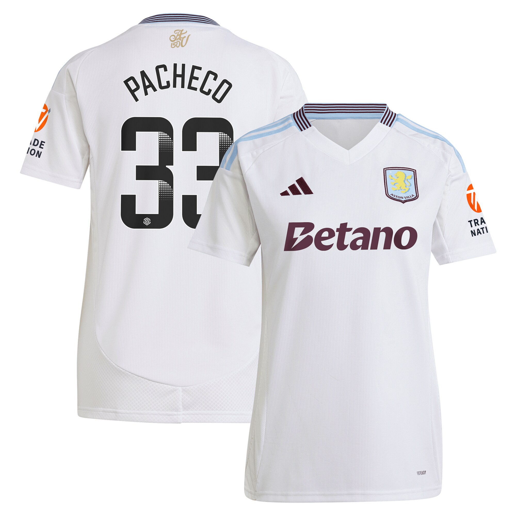 aston villa wsl adidas away shirt 2024-25 – womens with pacheco 33 printing Collection | Official Aston Villa Jerseys for Fans