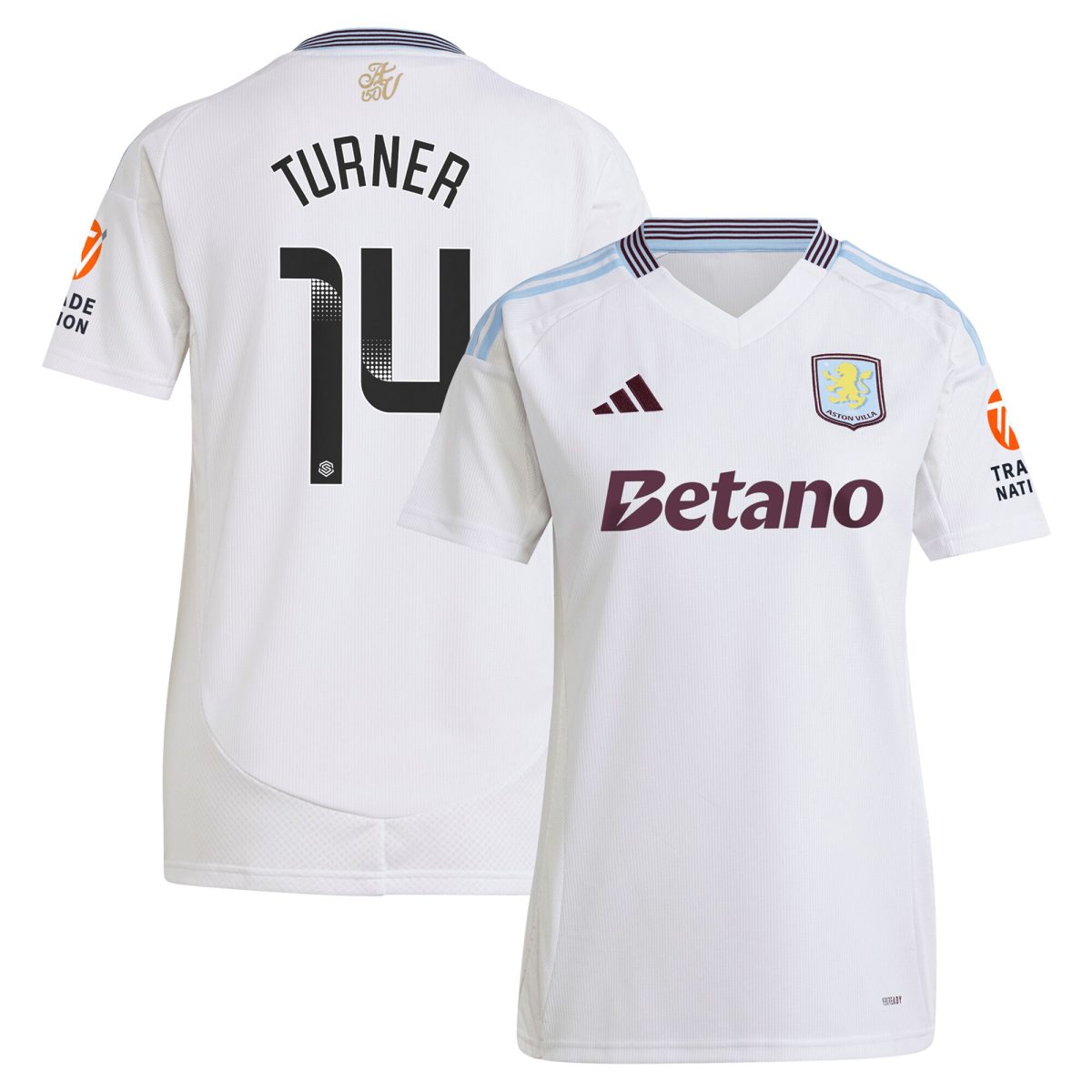 aston villa wsl adidas away shirt 2024-25 – womens with turner 14 printing Collection | Official Aston Villa Jerseys for Fans