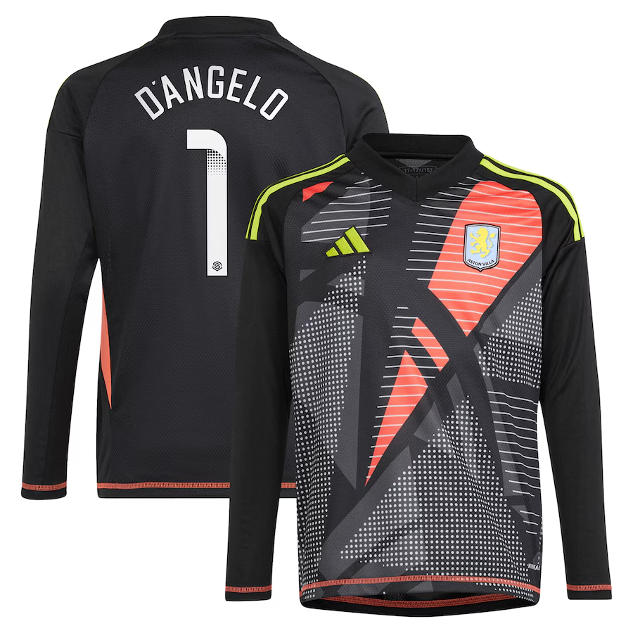 aston villa wsl adidas goalkeeper shirt 2024-25 – long sleeve – kids with d8217angelo 1 printing Collection | Official Aston Villa Jerseys for Fans